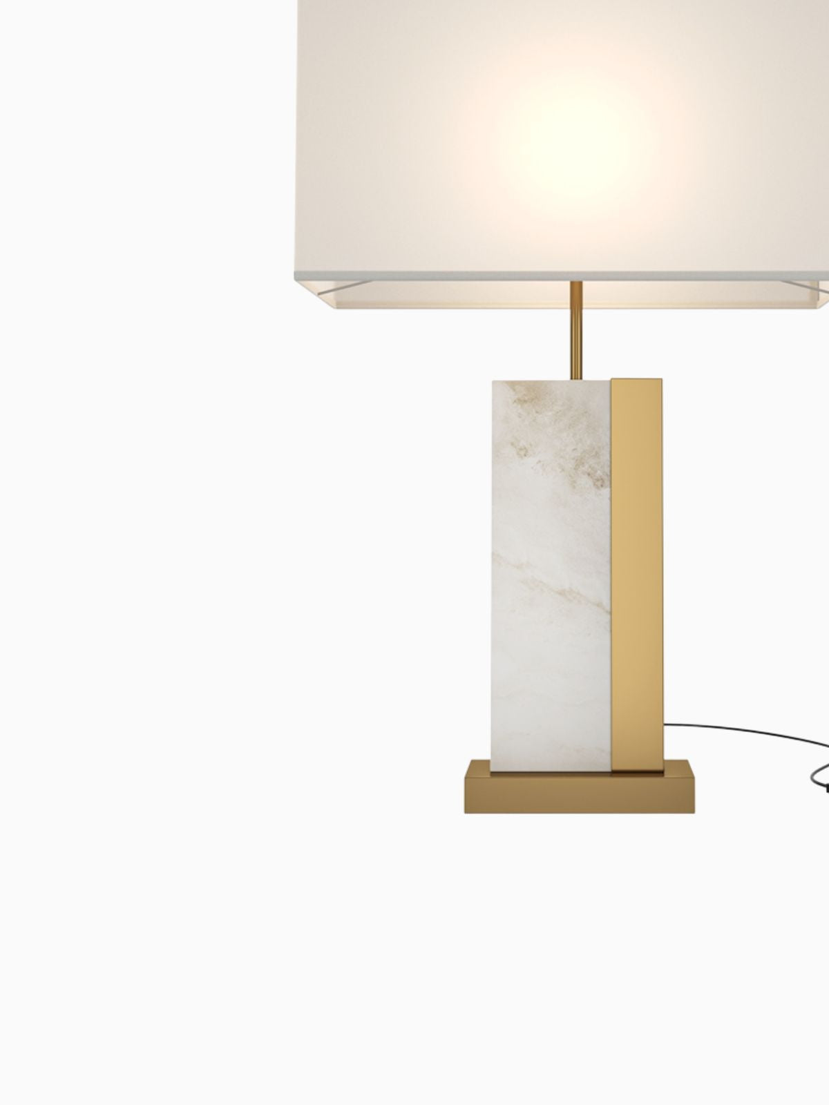 Lampada da tavolo Bianco, in colore ottone-4