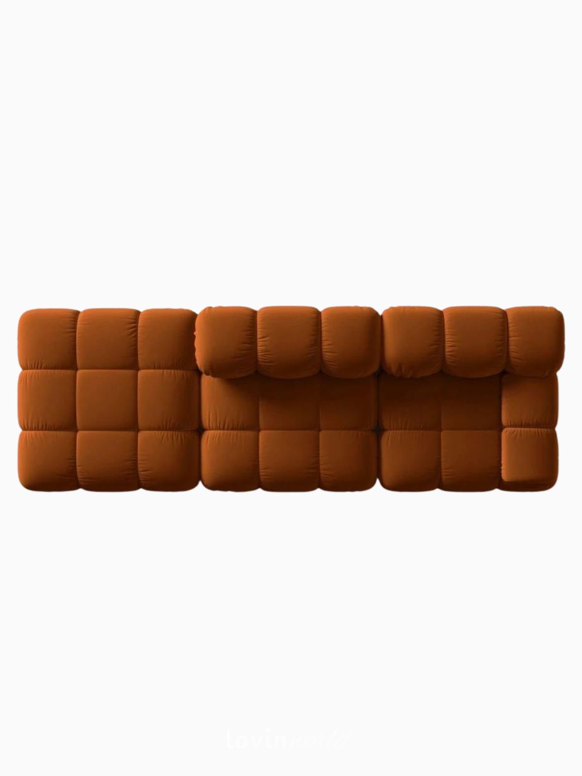 Divano modulare 4 sedute Bellis in velluto, colore arancione-4