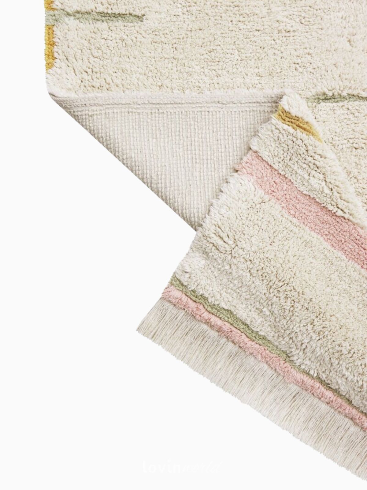 Tappeto lavabile Lanes in cotone naturale, colore rosa vintage-8