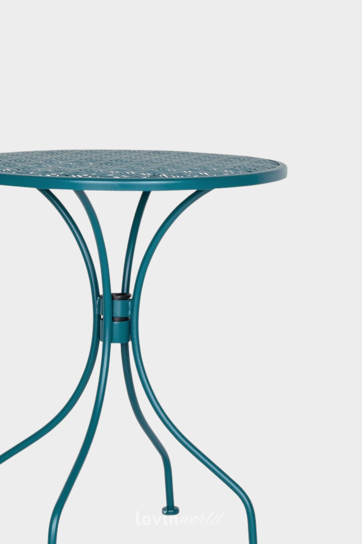 Tavolino da esterno Lizette Ø60 cm. in acciaio, colore azzurro-5