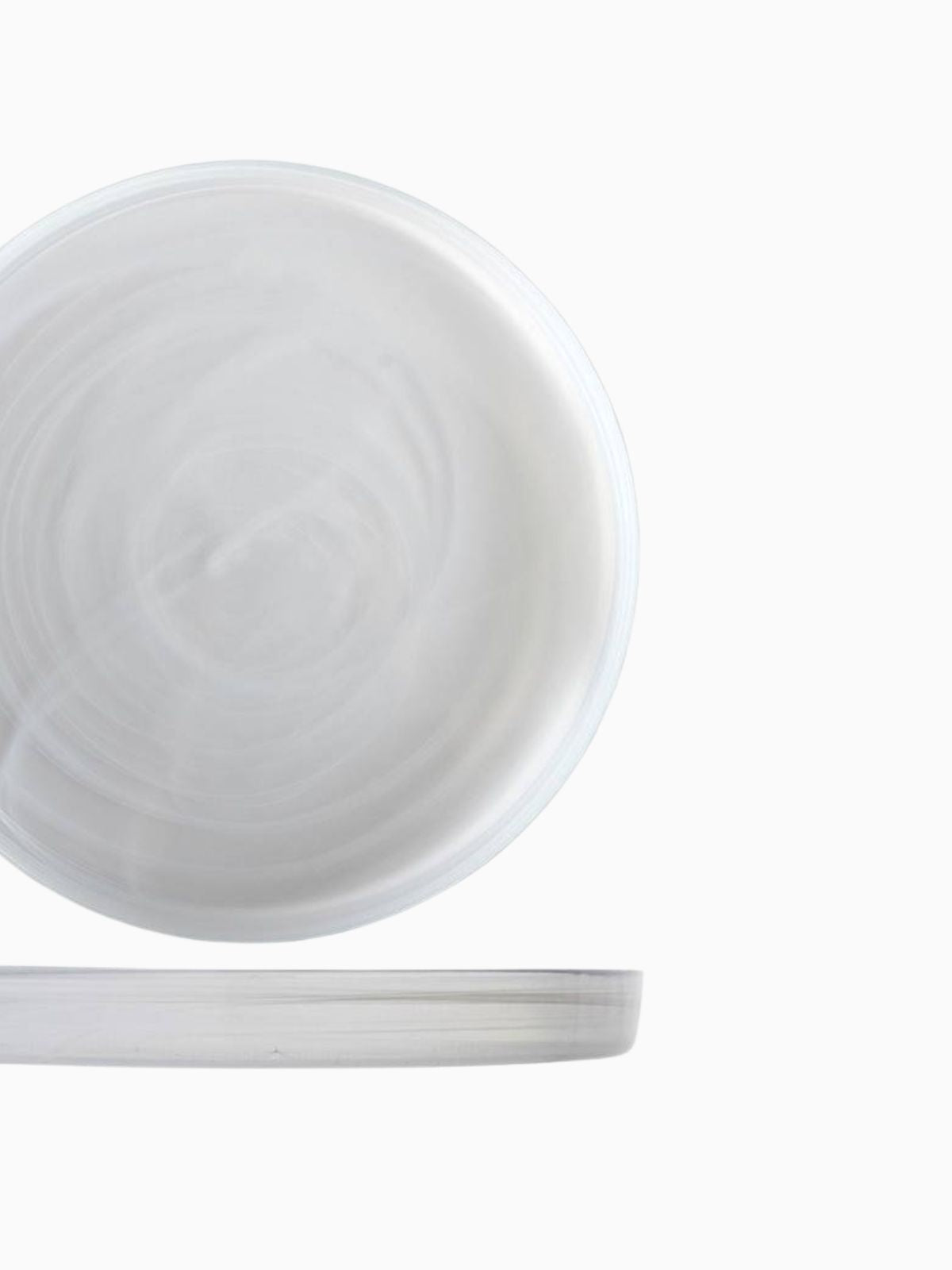 Set 6 piatti Alabastro realizzato in pasta di vetro bianca 28x3 cm.-3