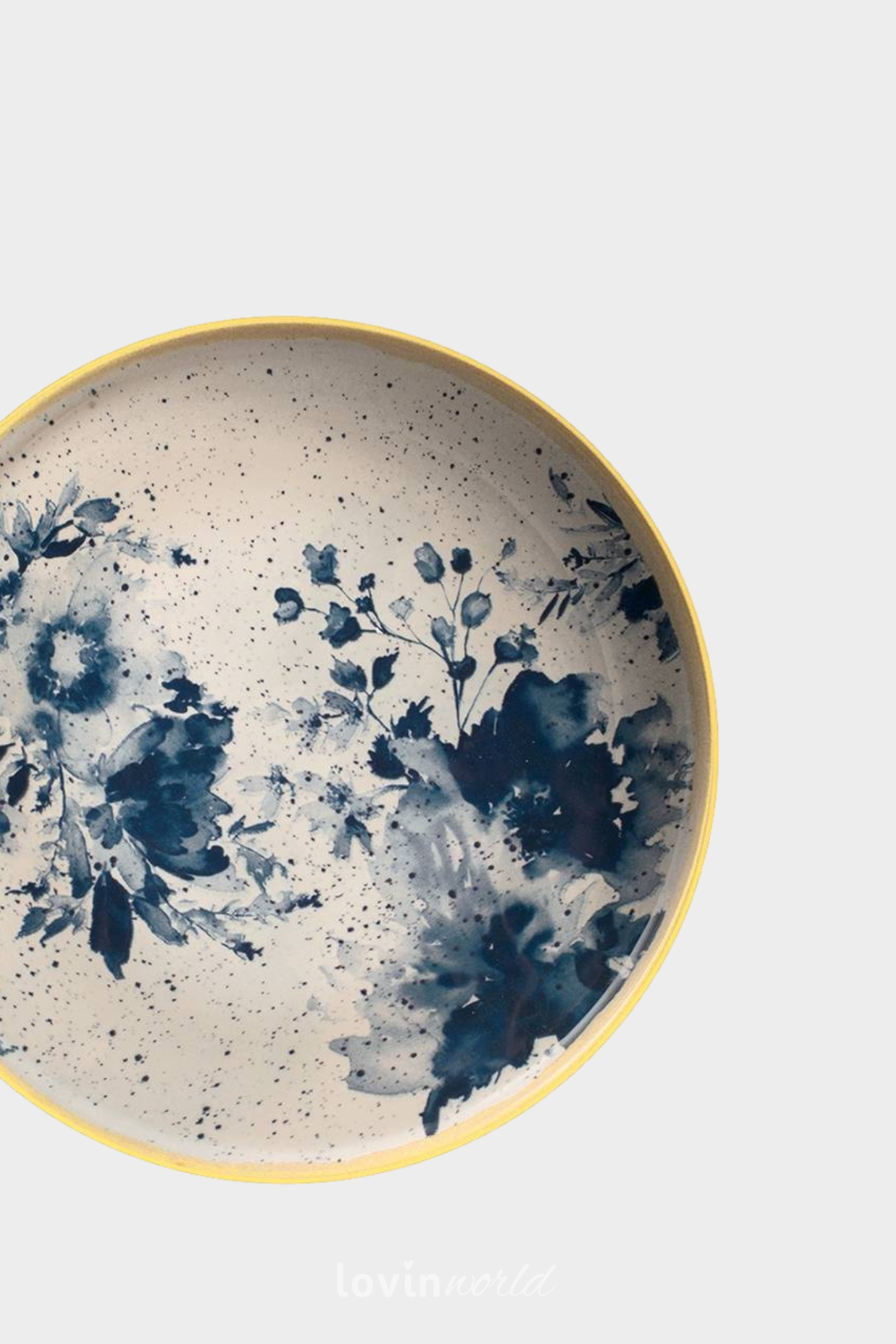 Piatto fondo Indigo in stoneware con decori floreali blu 20 cm.-3