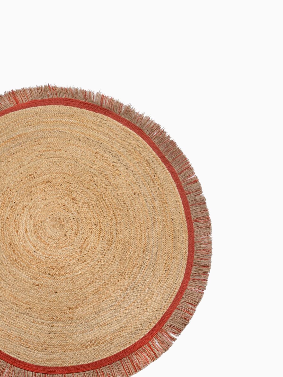 Tappeto rotondo Kahana in iuta, in colore rosso e naturale 180x180 cm.-3