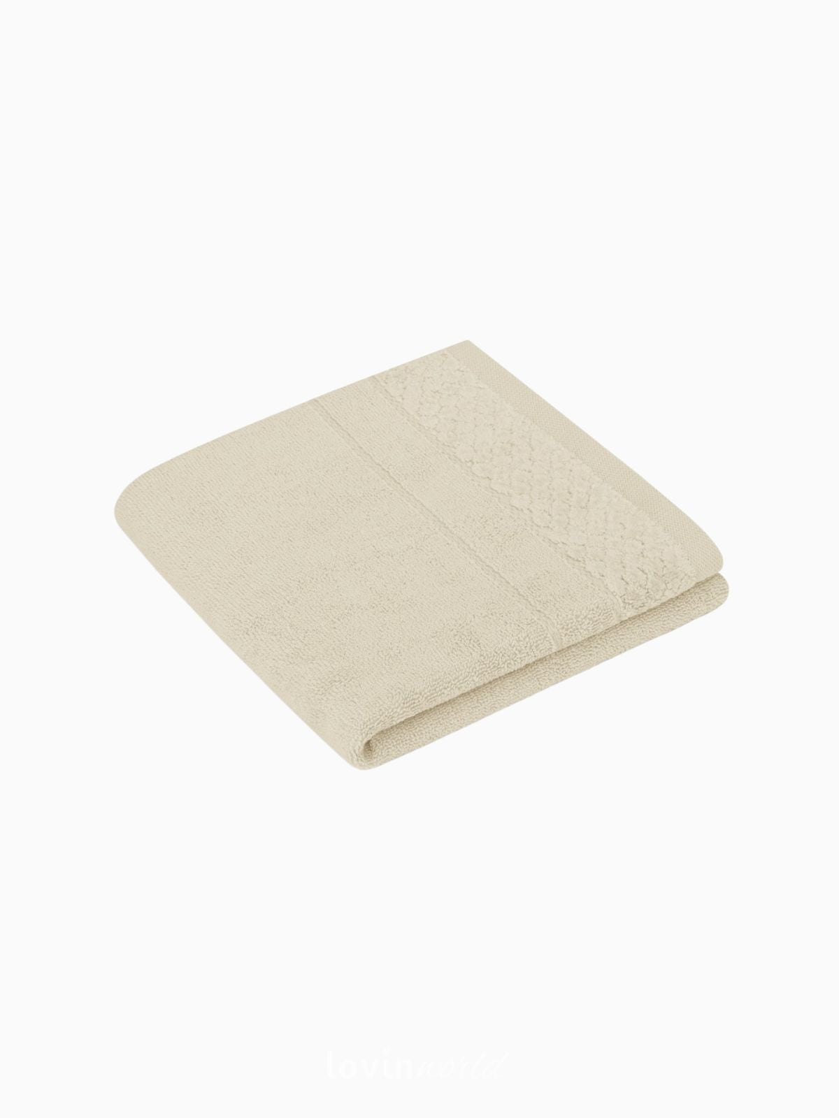 Set 6 Asciugamani da bagno Rubrum in 100% cotone, colore beige e bianco-3