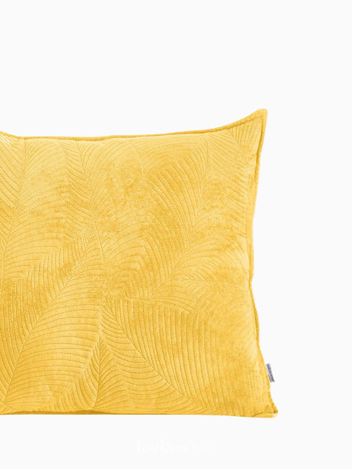 Cuscino decorativo in velluto Palsha, colore giallo 45x45 cm.-3