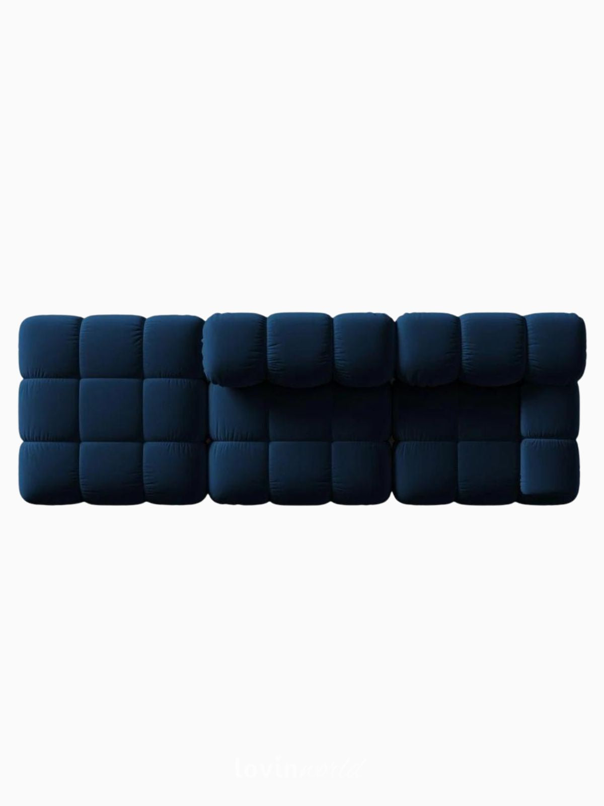 Divano modulare 4 sedute Bellis in velluto, colore blu-4