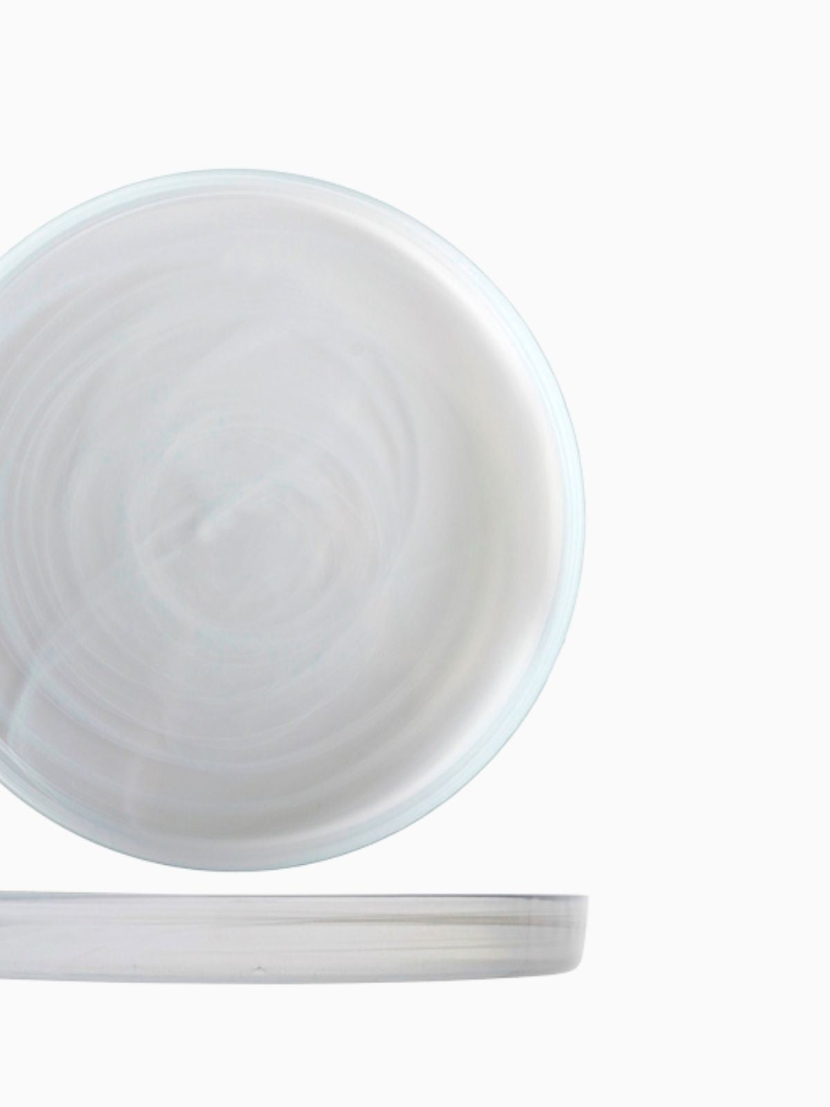 Set 6 piatti Alabastro realizzato in pasta di vetro bianca 33x4 cm.-3