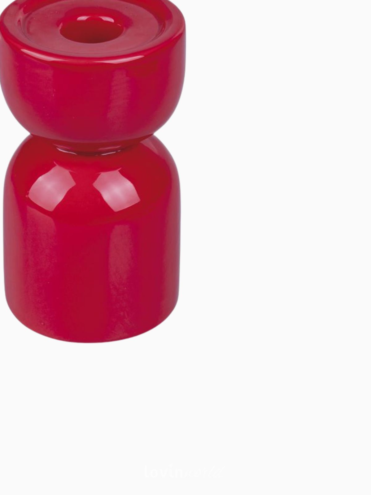 Candeliere Xmas in ceramica, colore rosso 12,6 cm.-4