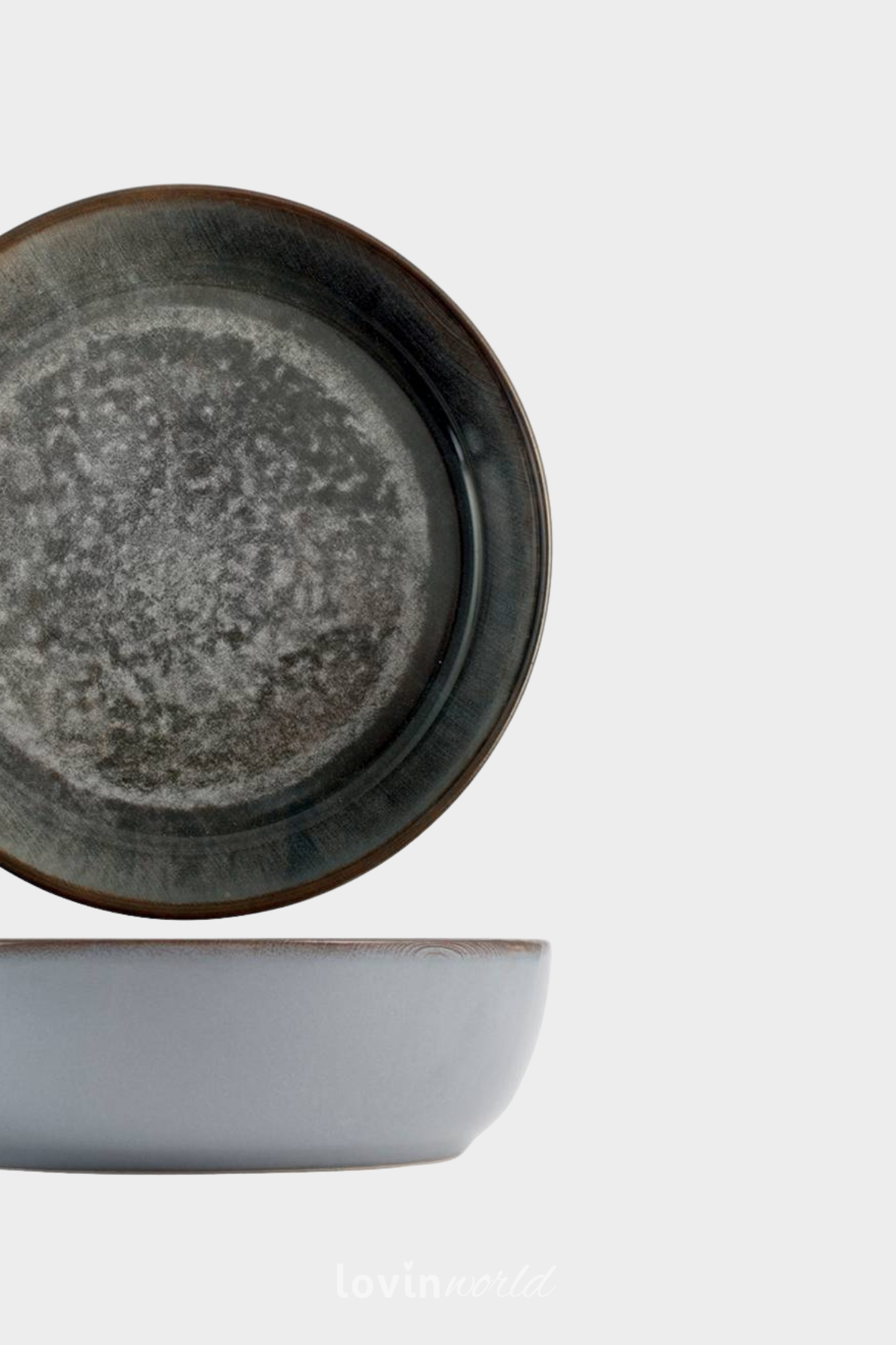 Piatto fondo Velvet in stoneware colore grigio 20 cm.-3