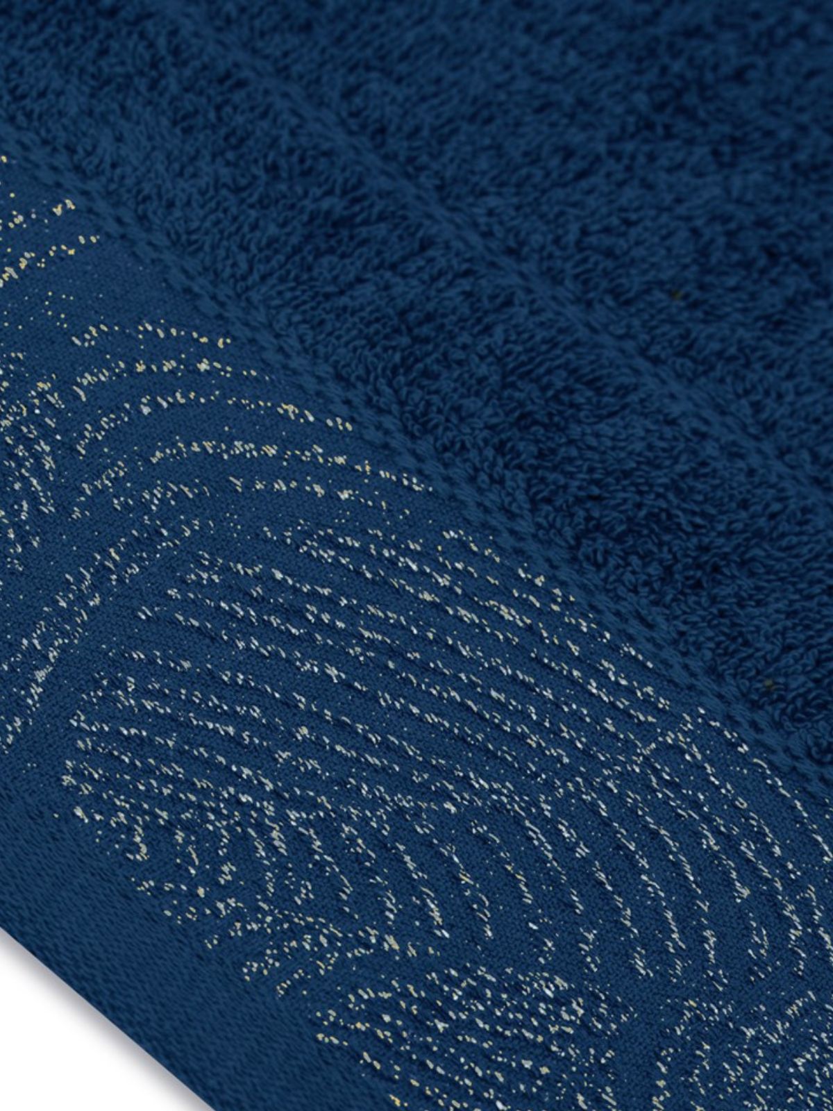 Set 3 Asciugamani da bagno Bellis in 100% cotone, colore blu scuro-3