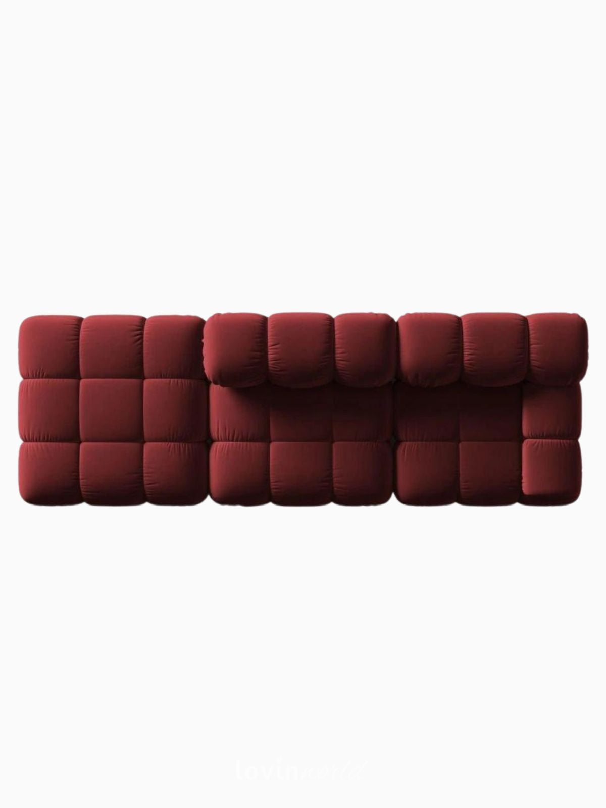 Divano modulare 4 sedute Bellis in velluto, colore rosso-4