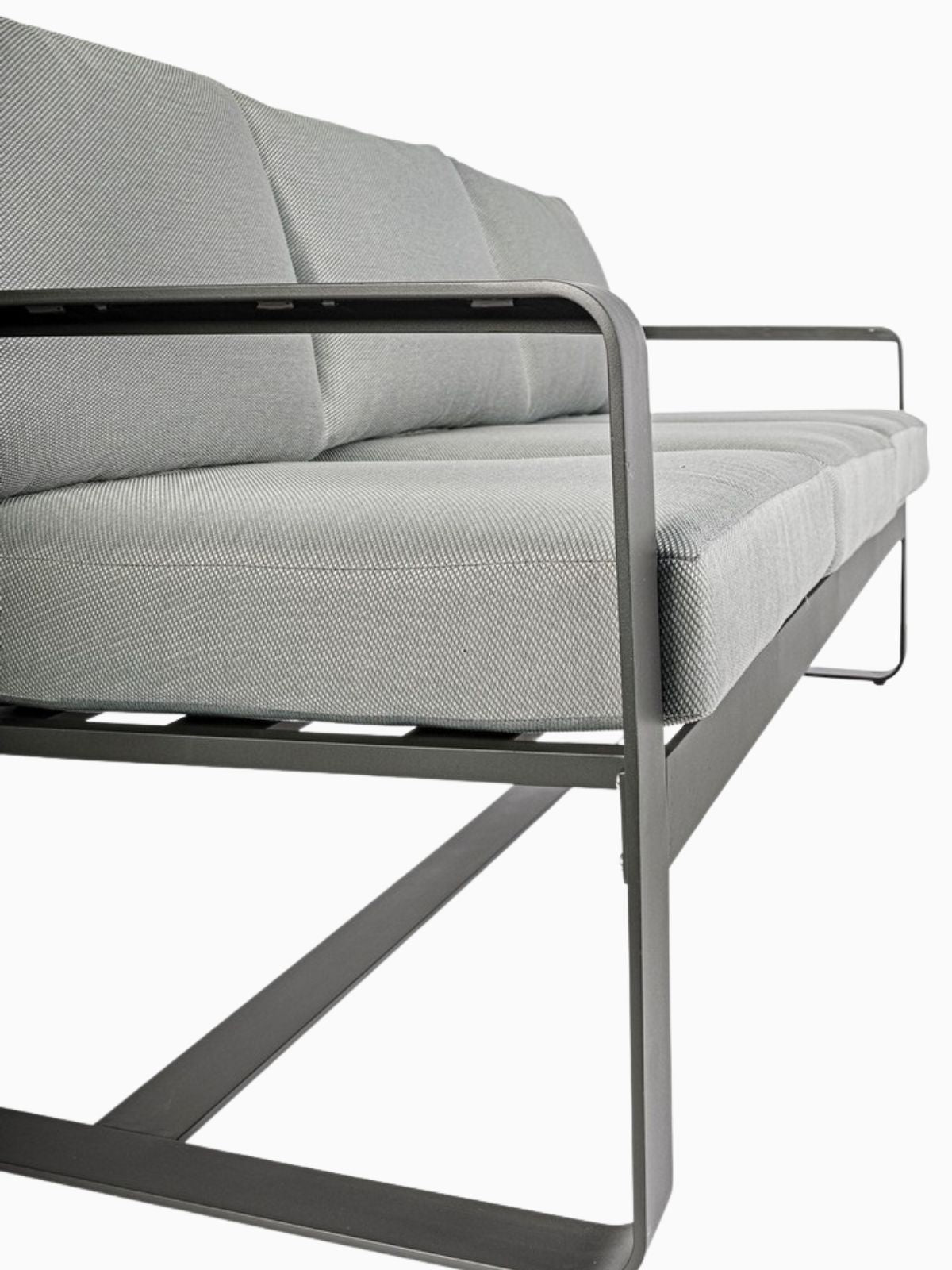 Divano da esterno 3 sedute Merrigan in alluminio, colore grigio-4