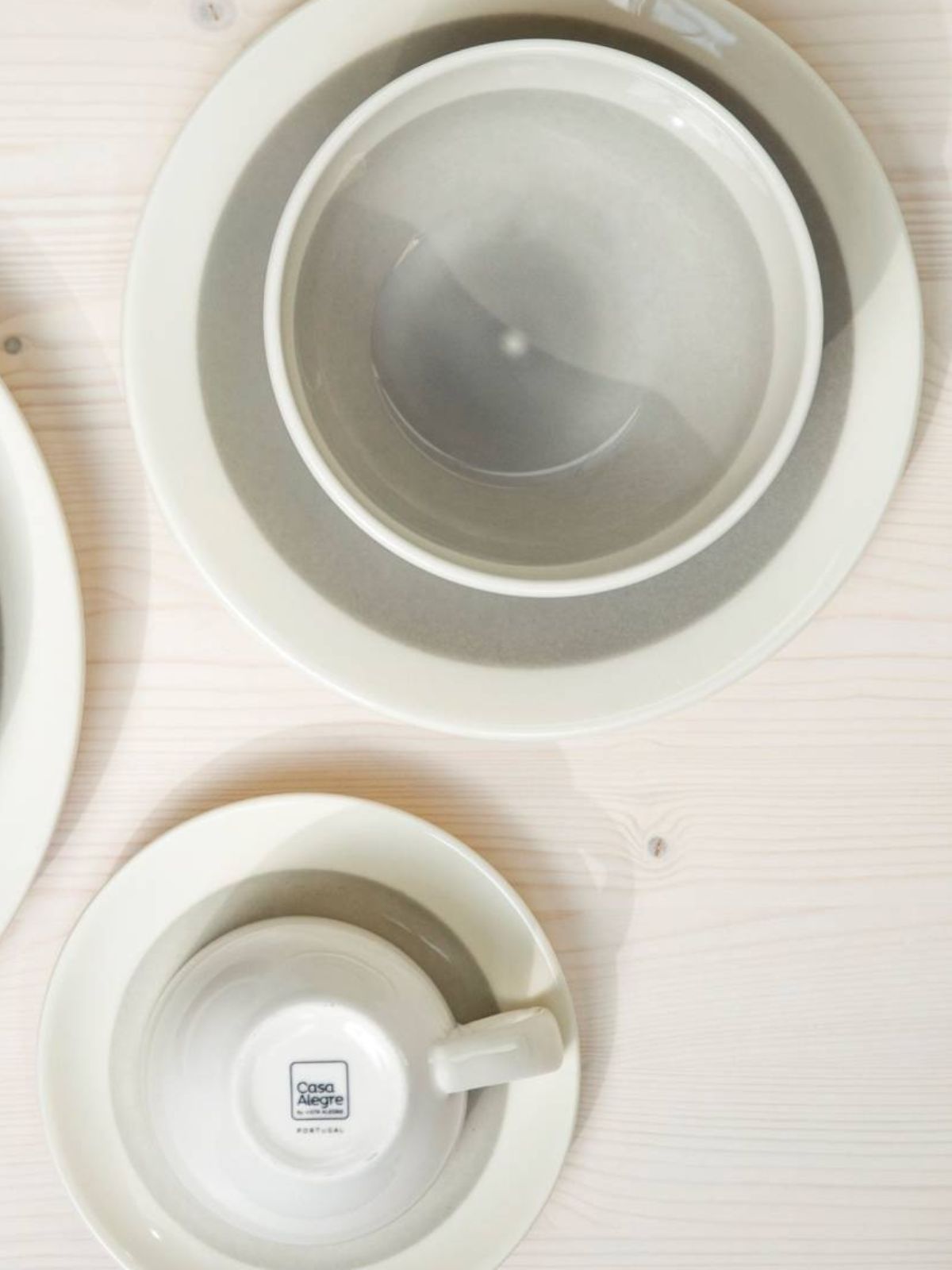 Set 6 piatti fondi Soleil in earthenware bianco e grigio 21 cm.-2