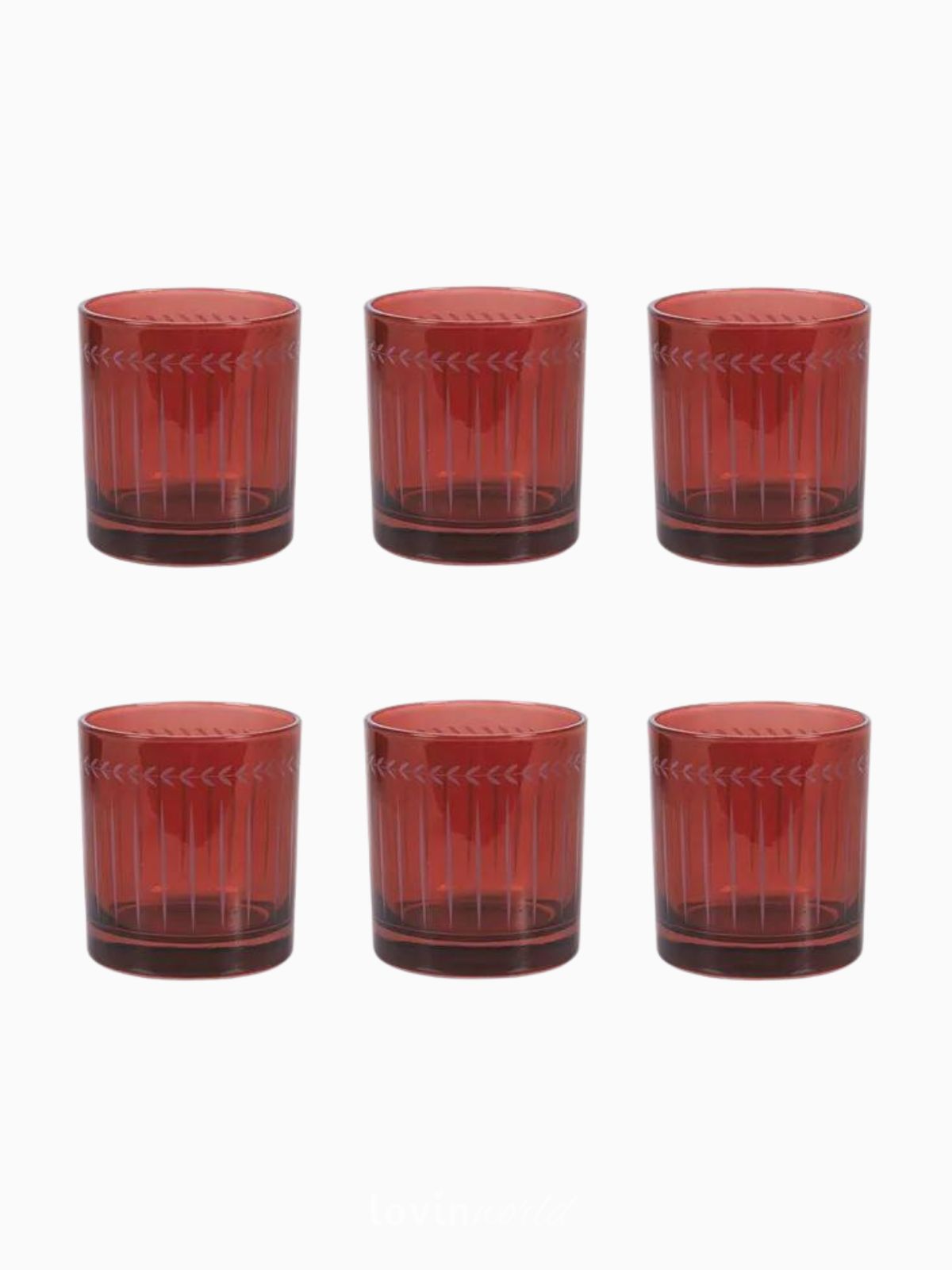 Set 6 Bicchieri Lorena in vetro, colore rosso 30 cl-2