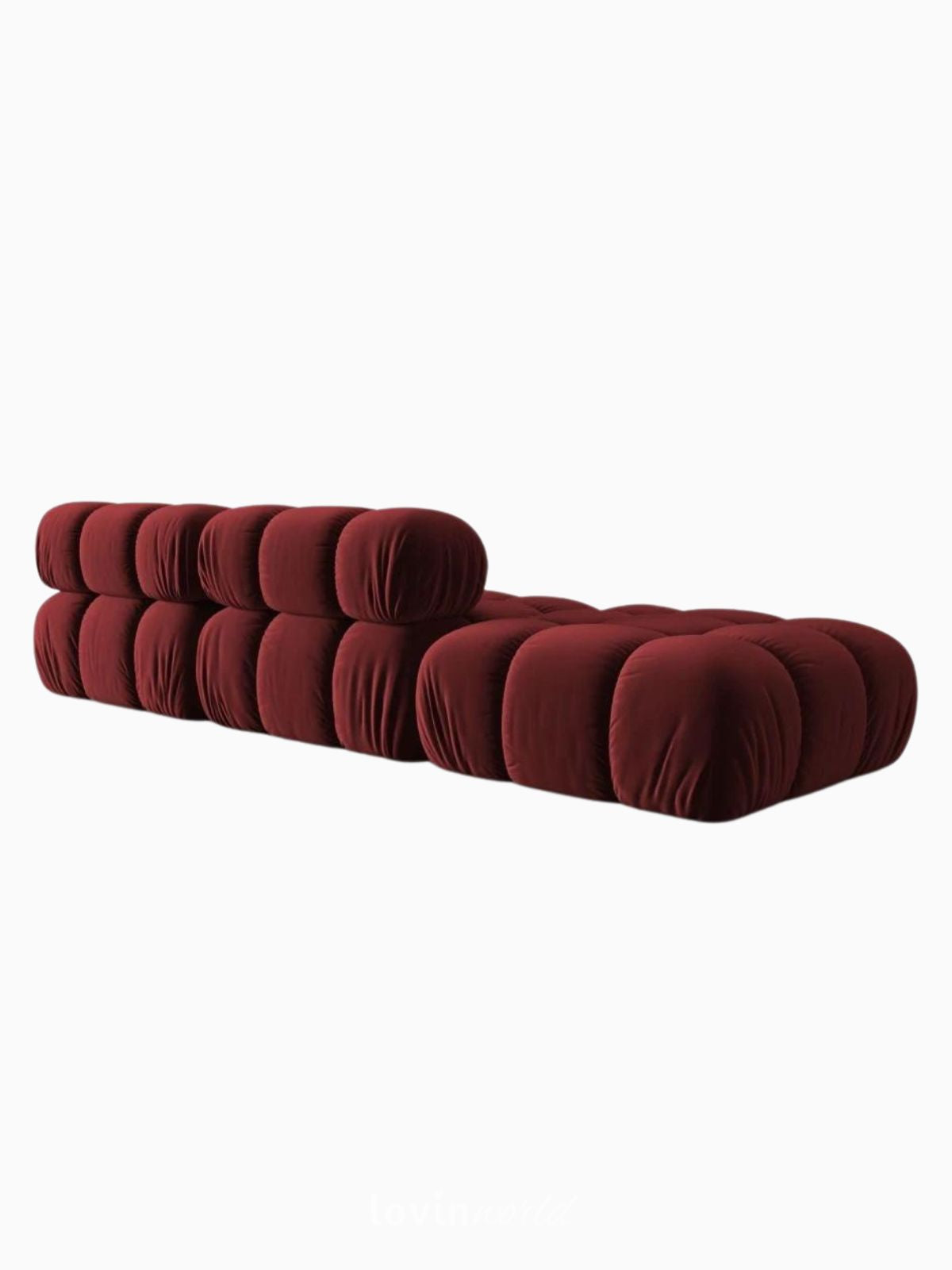 Divano modulare 4 sedute Bellis in velluto, colore rosso-5