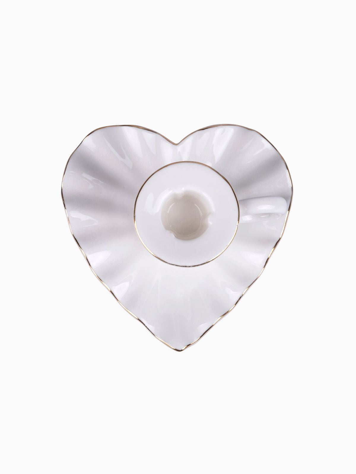 Portacandele Xmas White piattino cuore, in ceramica-3