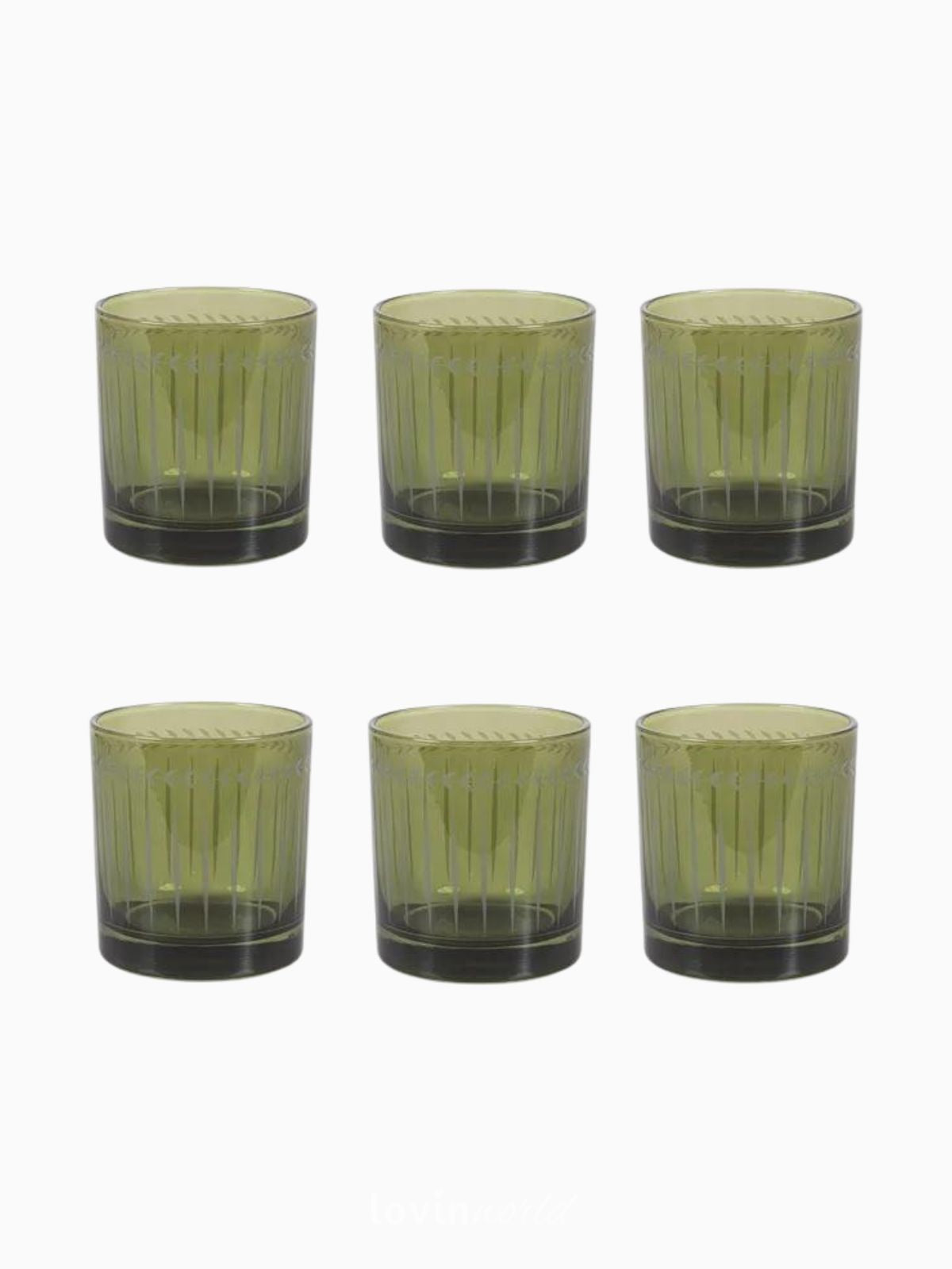 Set 6 Bicchieri Lorena in vetro, colore verde 30 cl-2
