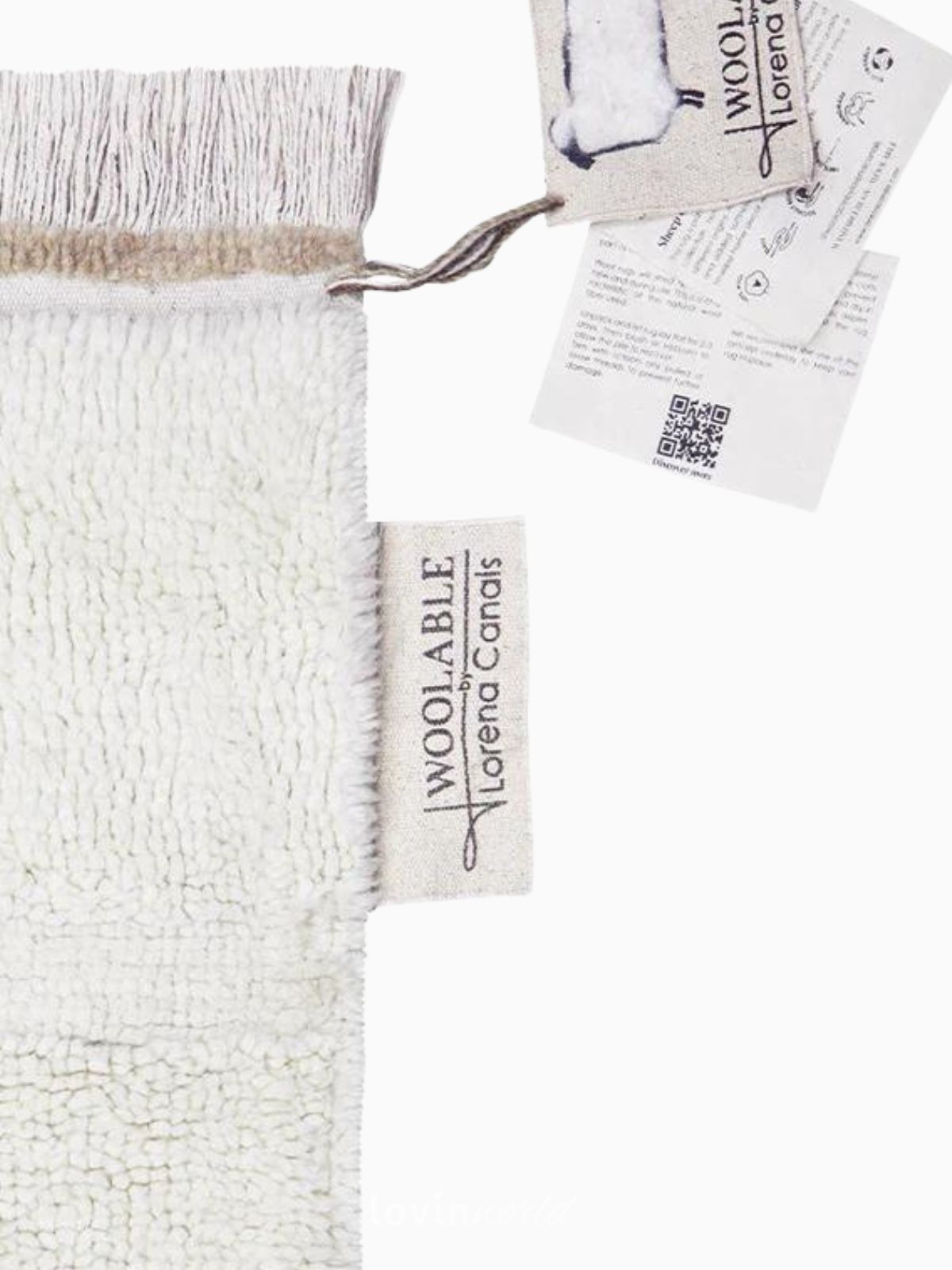 Runner in lana lavabile Sheep in colore bianco 80x230 cm.-4