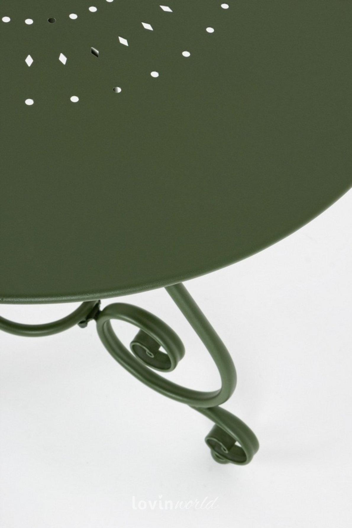 Tavolino da esterno Etienne Ø70 cm. in acciaio, colore verde-5