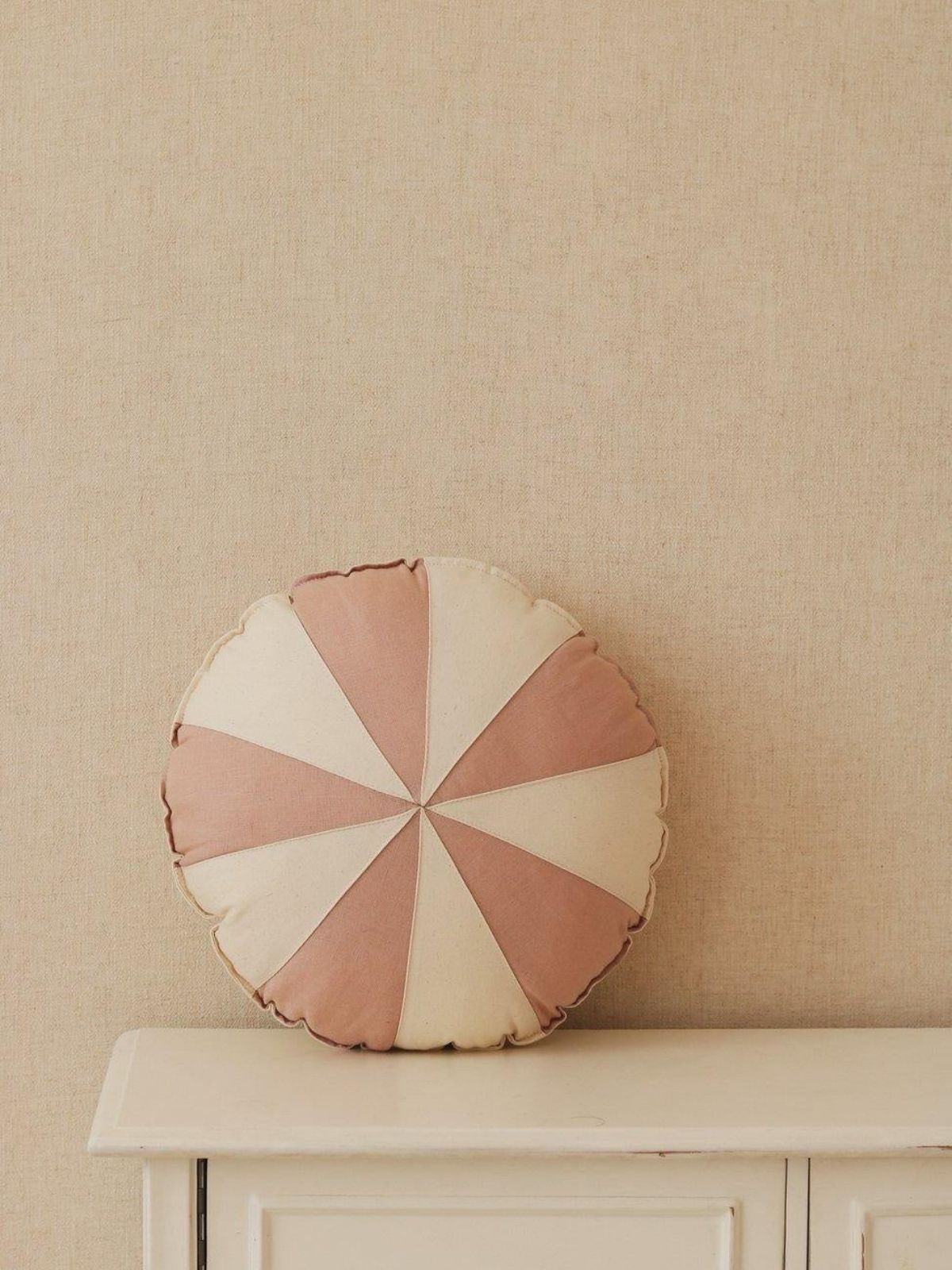 Cuscino Circo 100% lino e cotone in colore rosa e beige 39x39 cm.-6