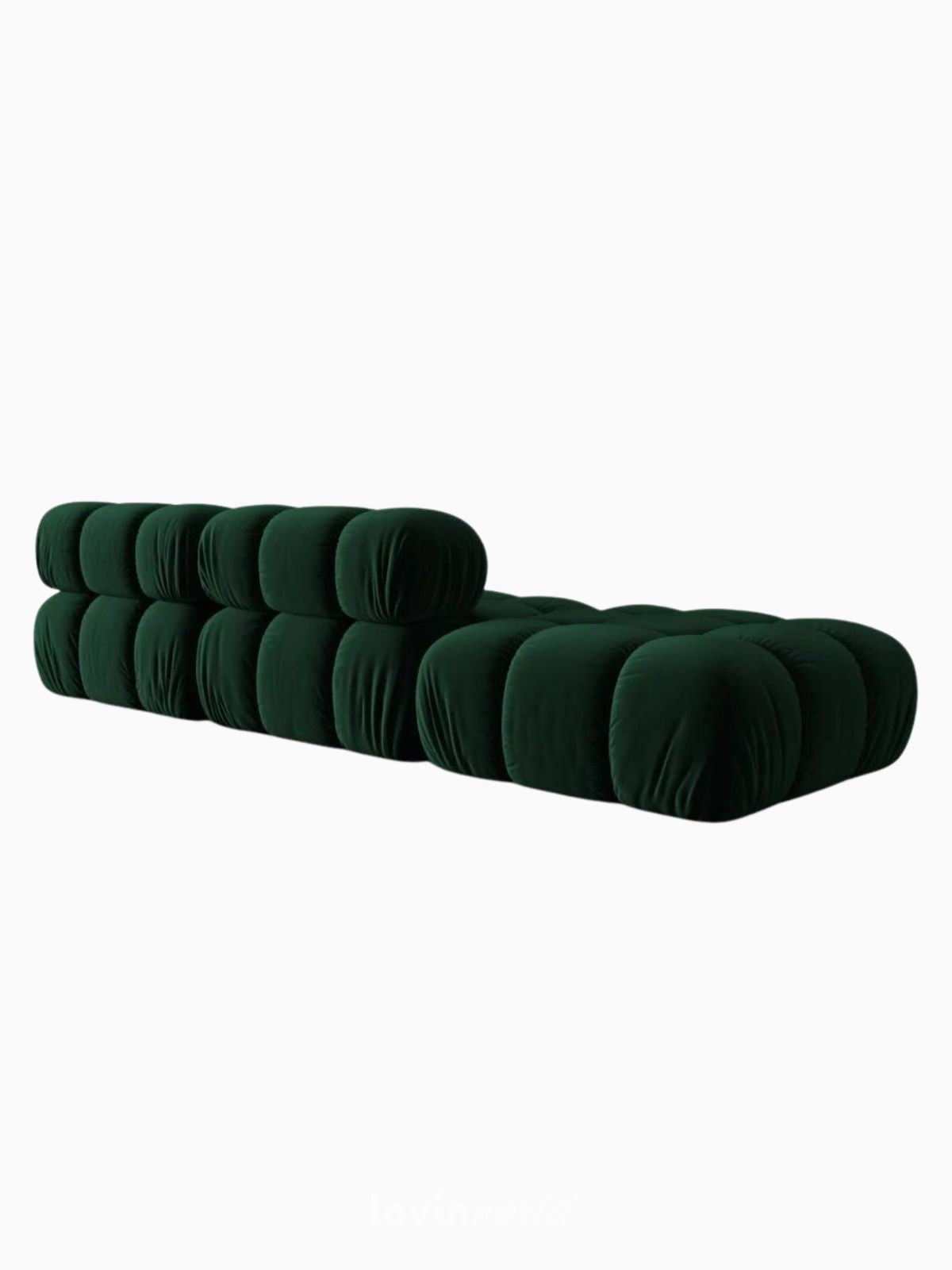 Divano modulare 4 sedute Bellis in velluto, colore verde-5
