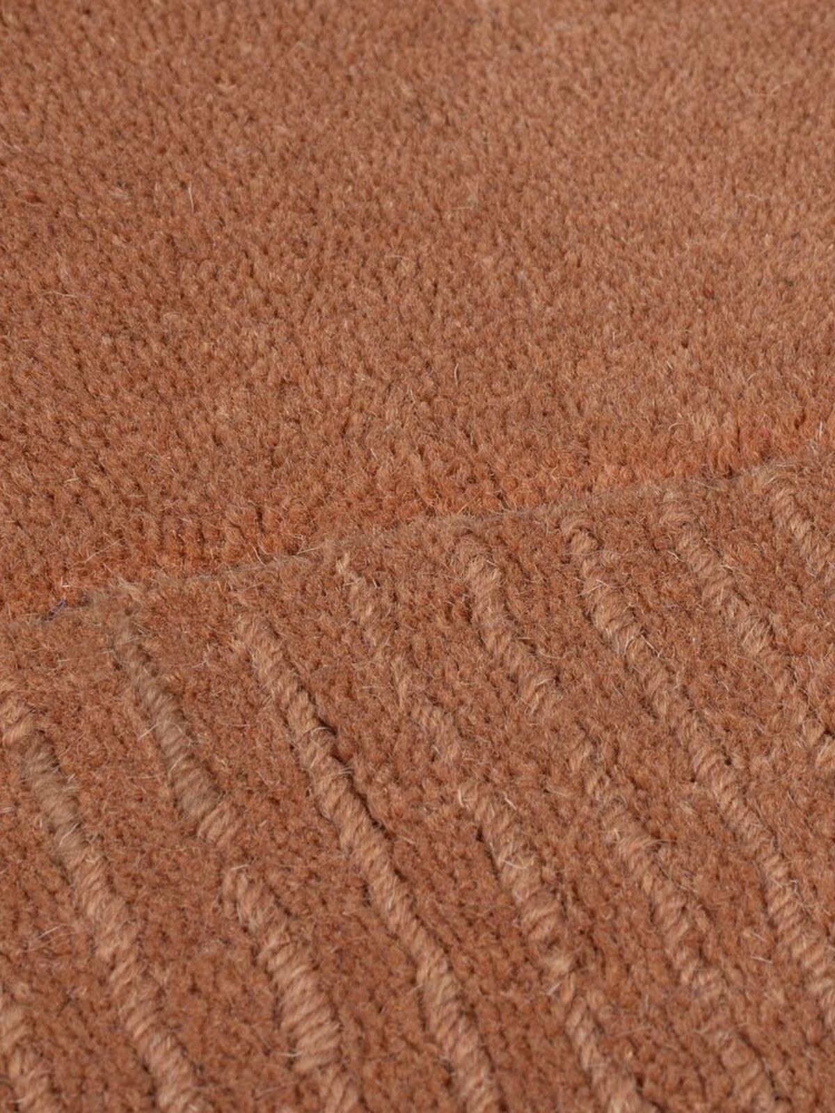 Tappeto di design Textured Wool Border in lana, colore arancione-4