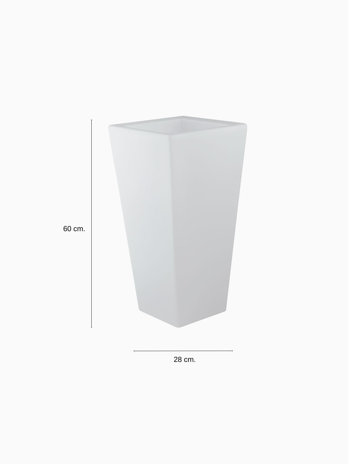 Vaso da esterno quadrato a LED Geco in polietilene, colore bianco 60 cm.-4