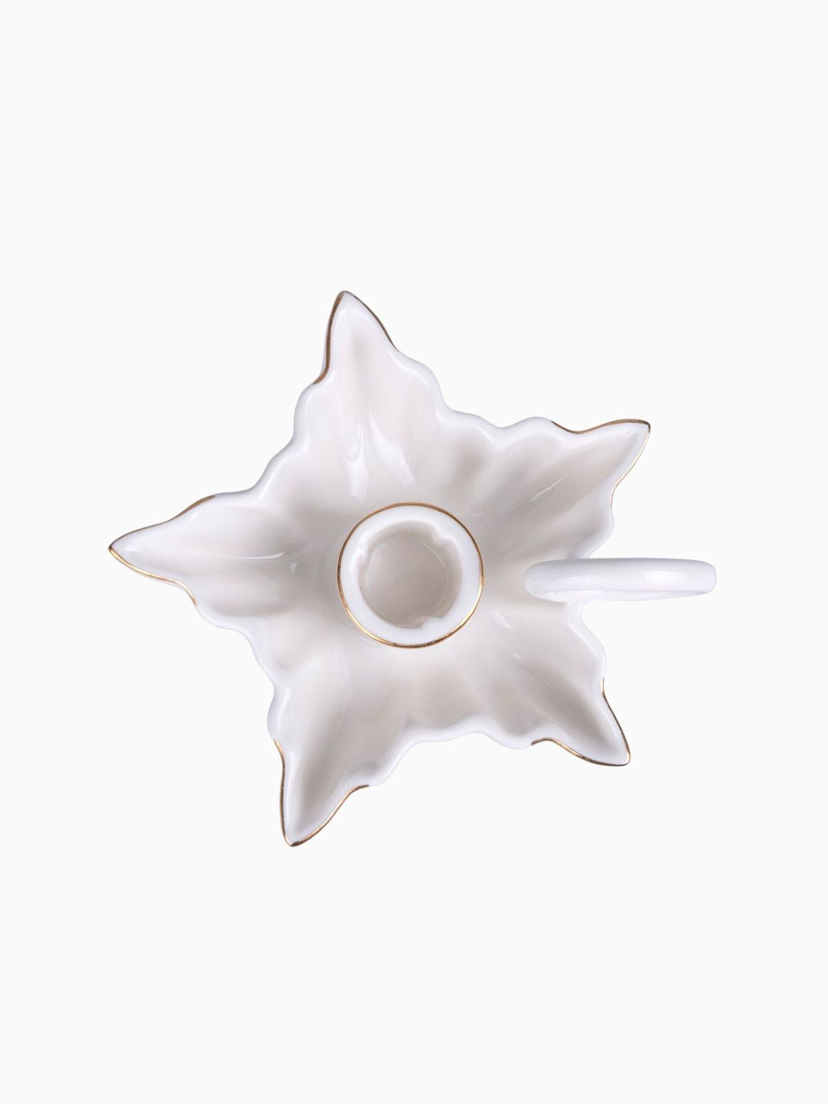 Portacandele Xmas White piattino stella, in ceramica-6