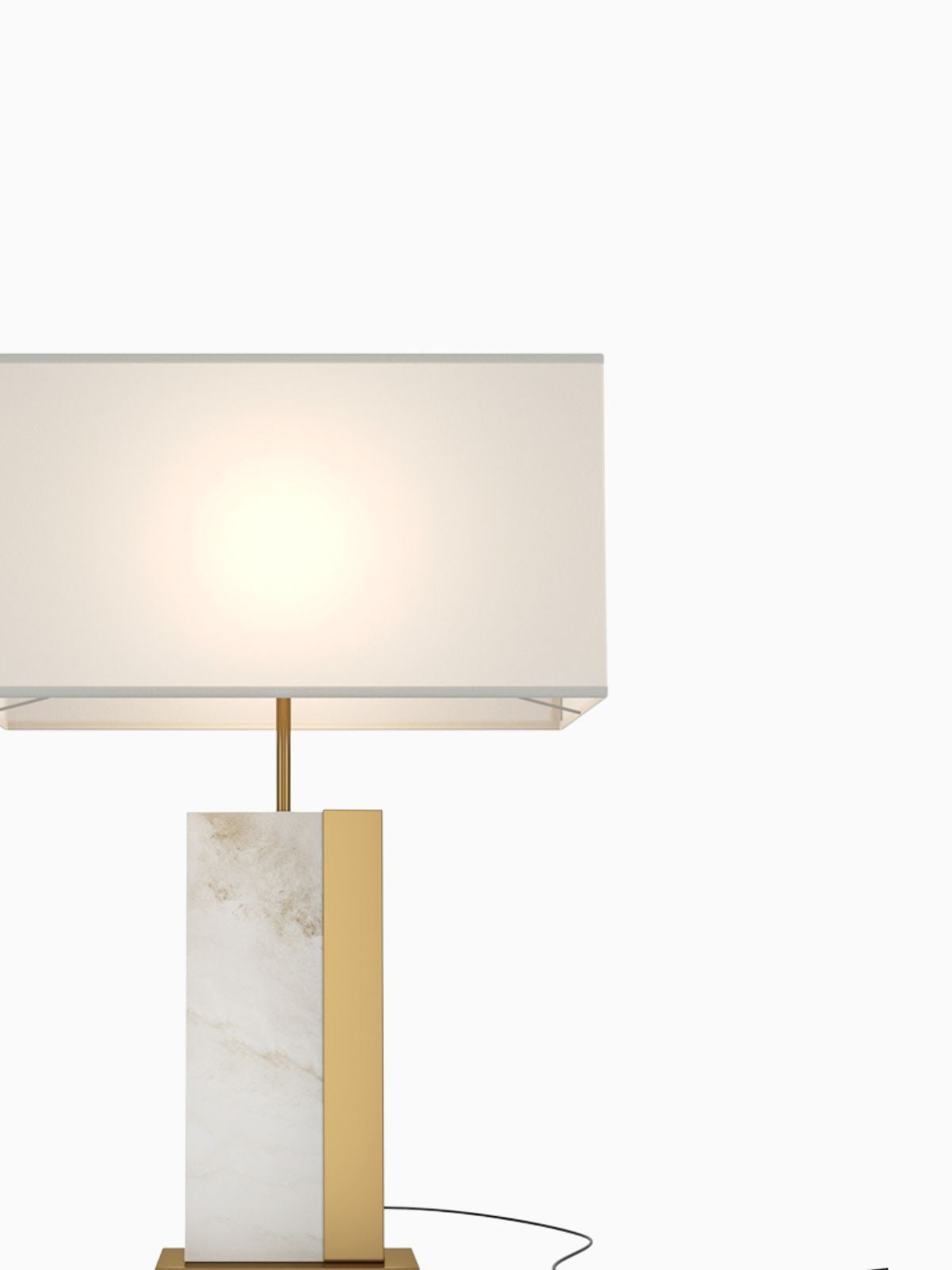 Lampada da tavolo Bianco, in colore ottone-3