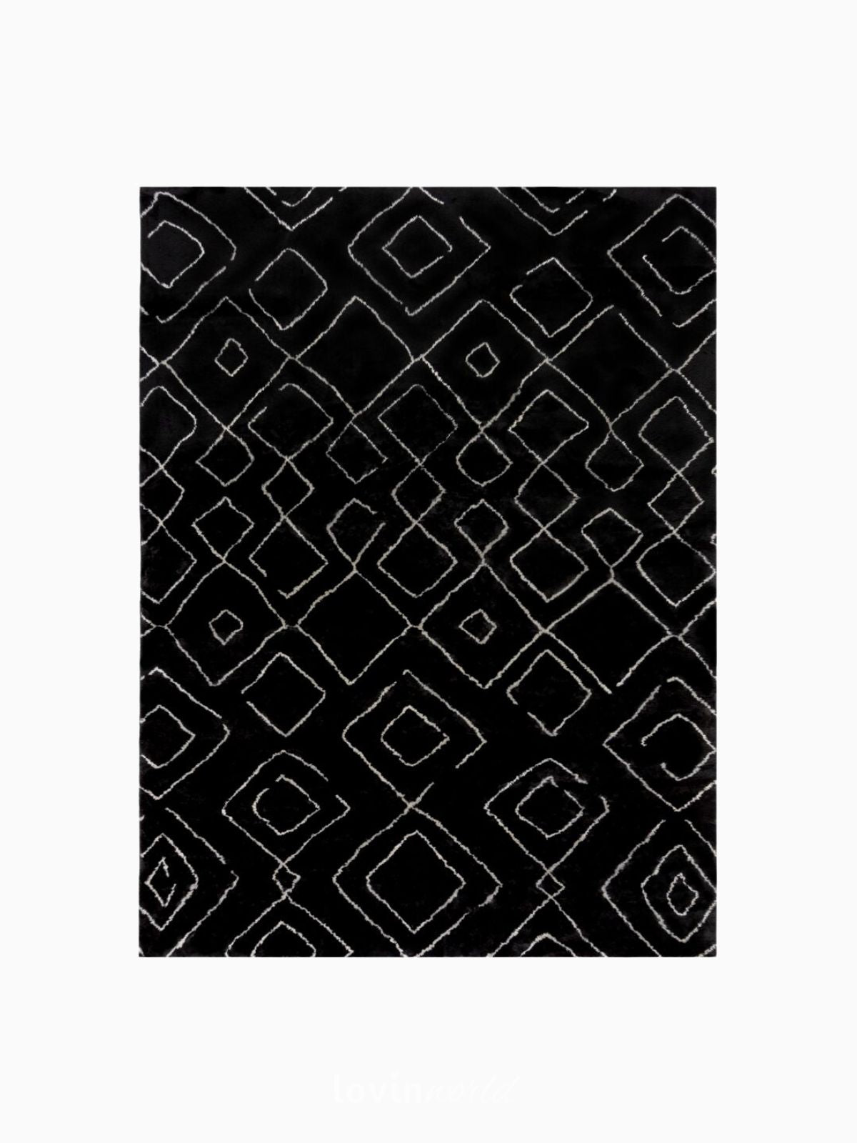 Tappeto di design Imran Ful Berber in acrilico, colore nero-1