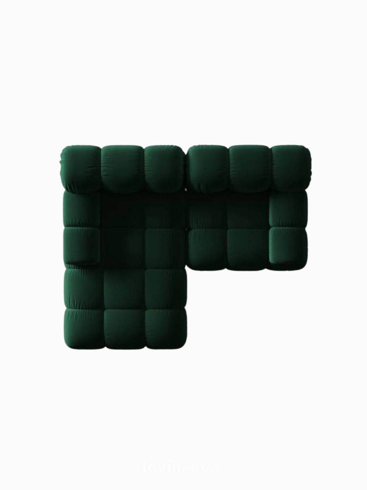 Divano modulare 3 posti Bellis in velluto, colore verde-5