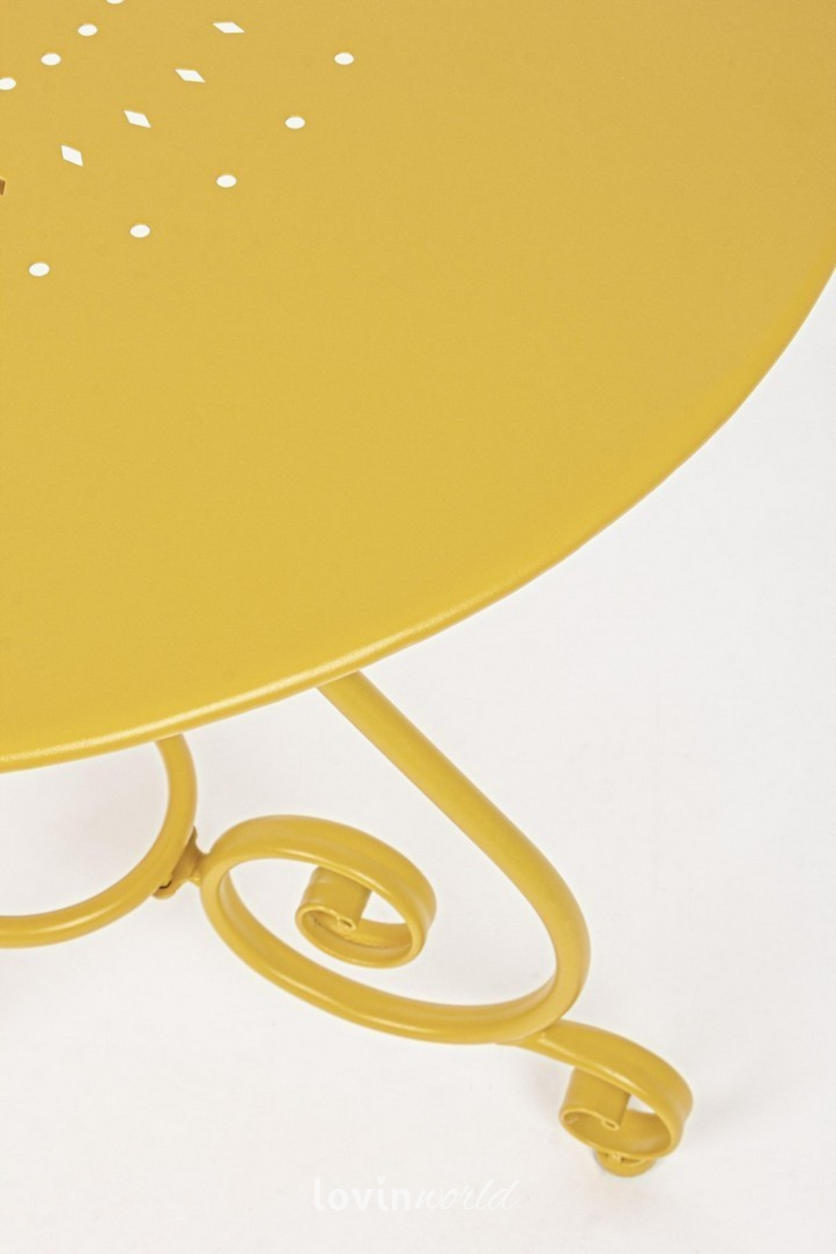 Tavolino da esterno Etienne Ø70 cm. in acciaio, colore ocra-2