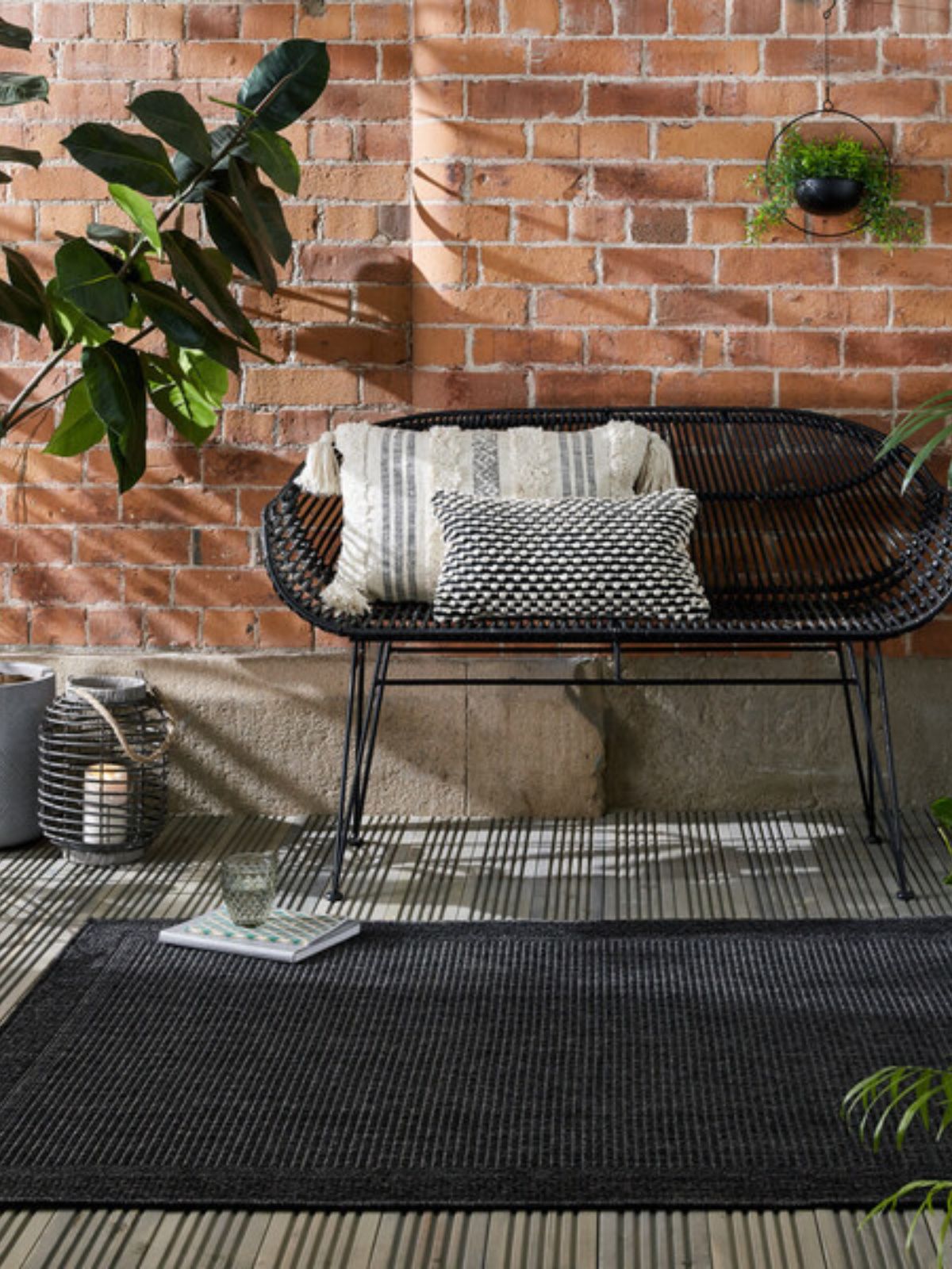 Tappeto di design Weave Outdoor in iuta, colore carbone-5