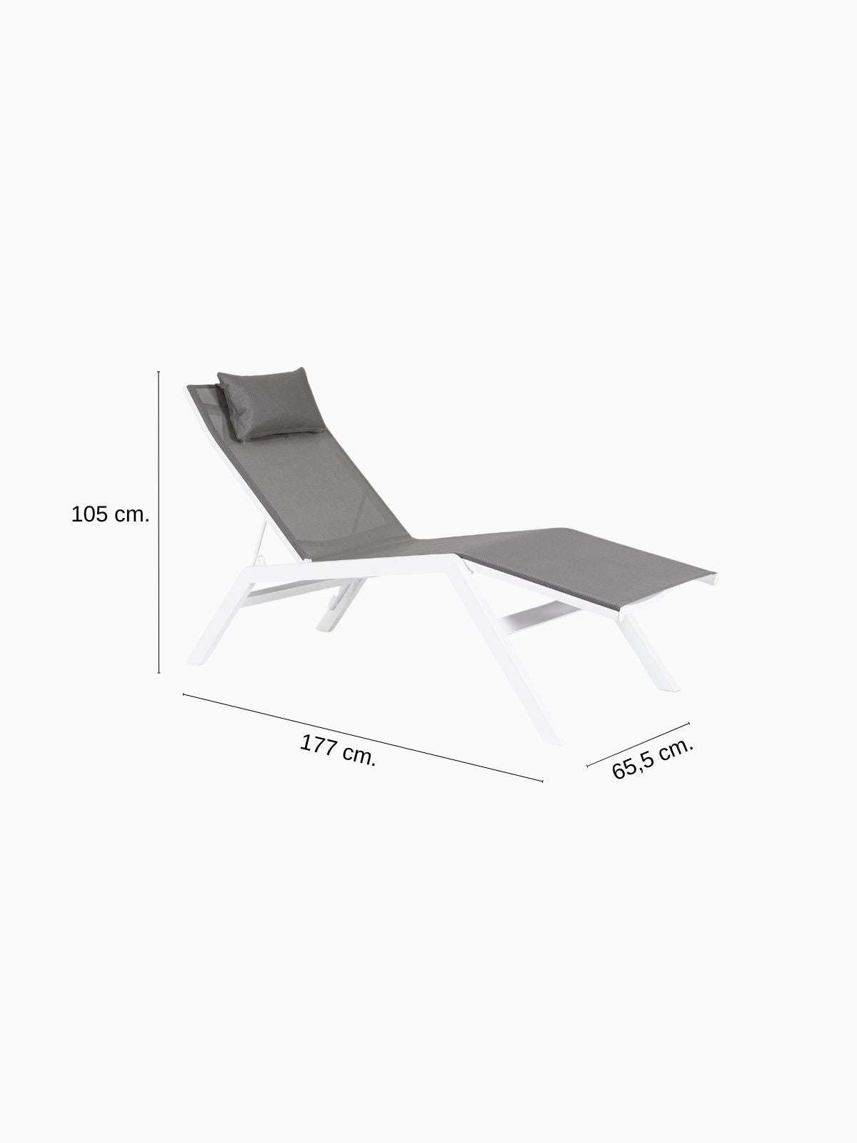 Chaise longue da esterno Krion in alluminio, colore grigio scuro-5