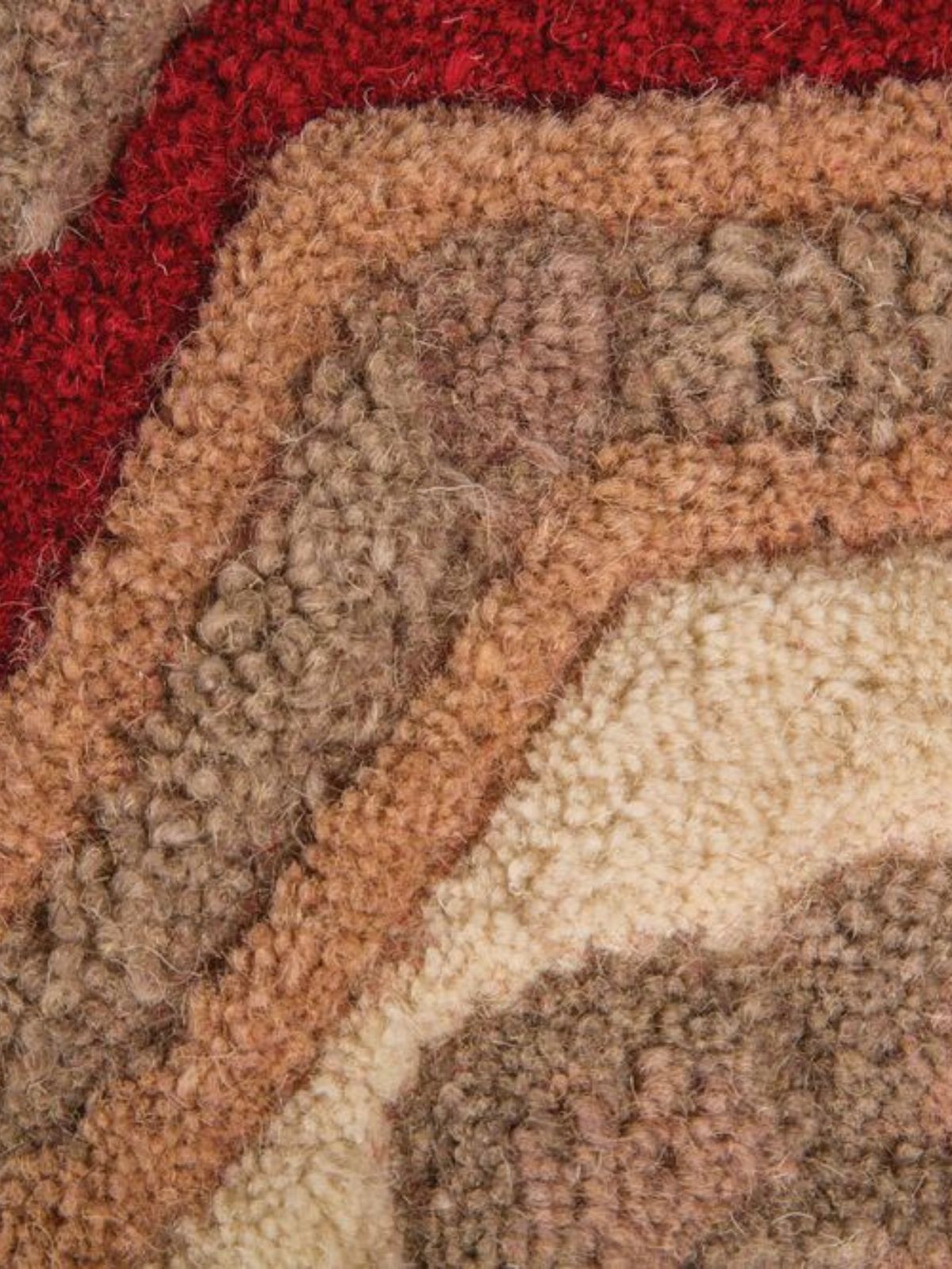 Tappeto rotondo orientale Aubusson in lana, colore vrosso e multicolore 120x120 cm.-5