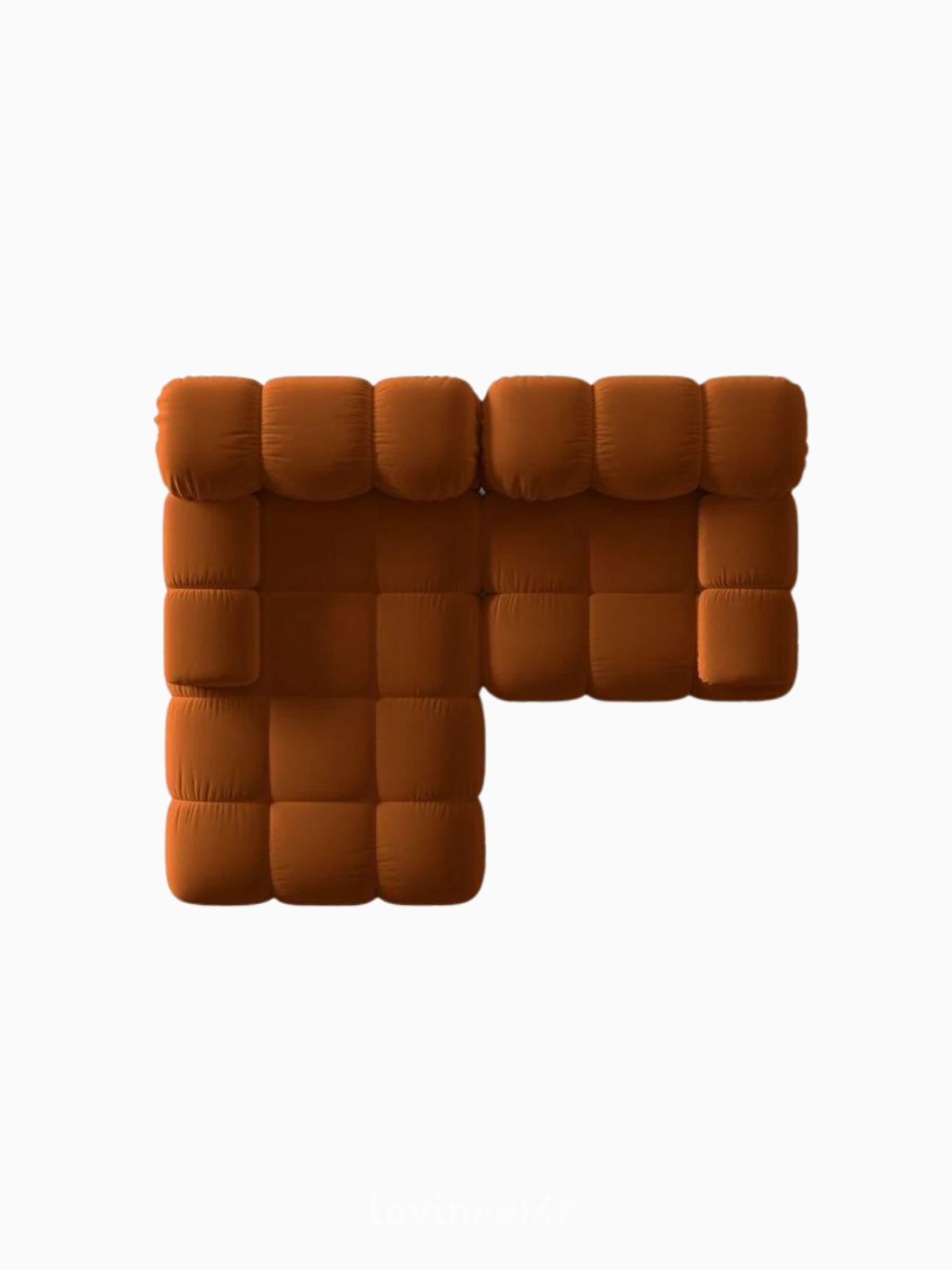 Divano modulare 3 posti Bellis in velluto, colore arancione-5