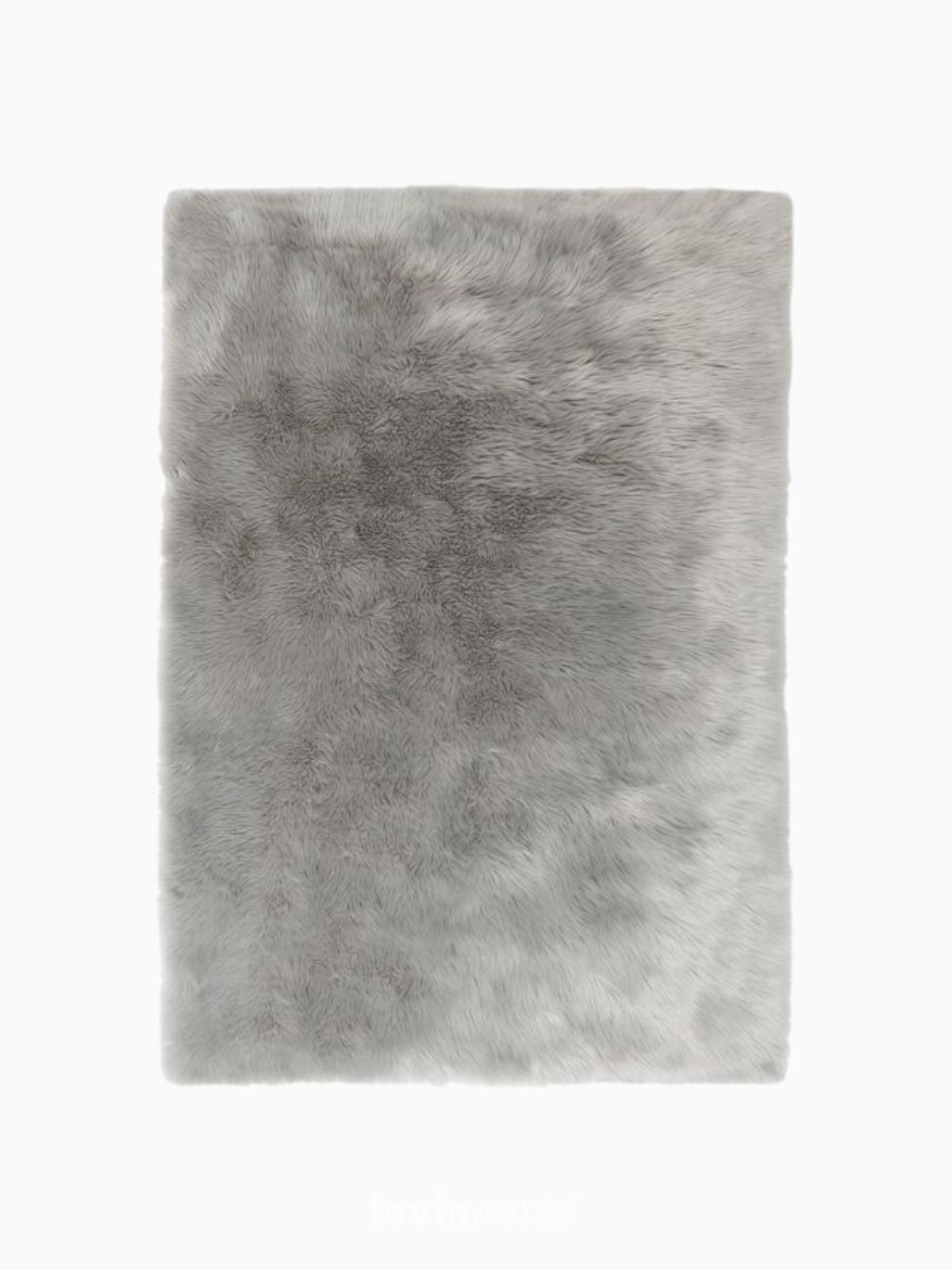 Tappeto shaggy Sheepskin in poliestere, colore grigio-1