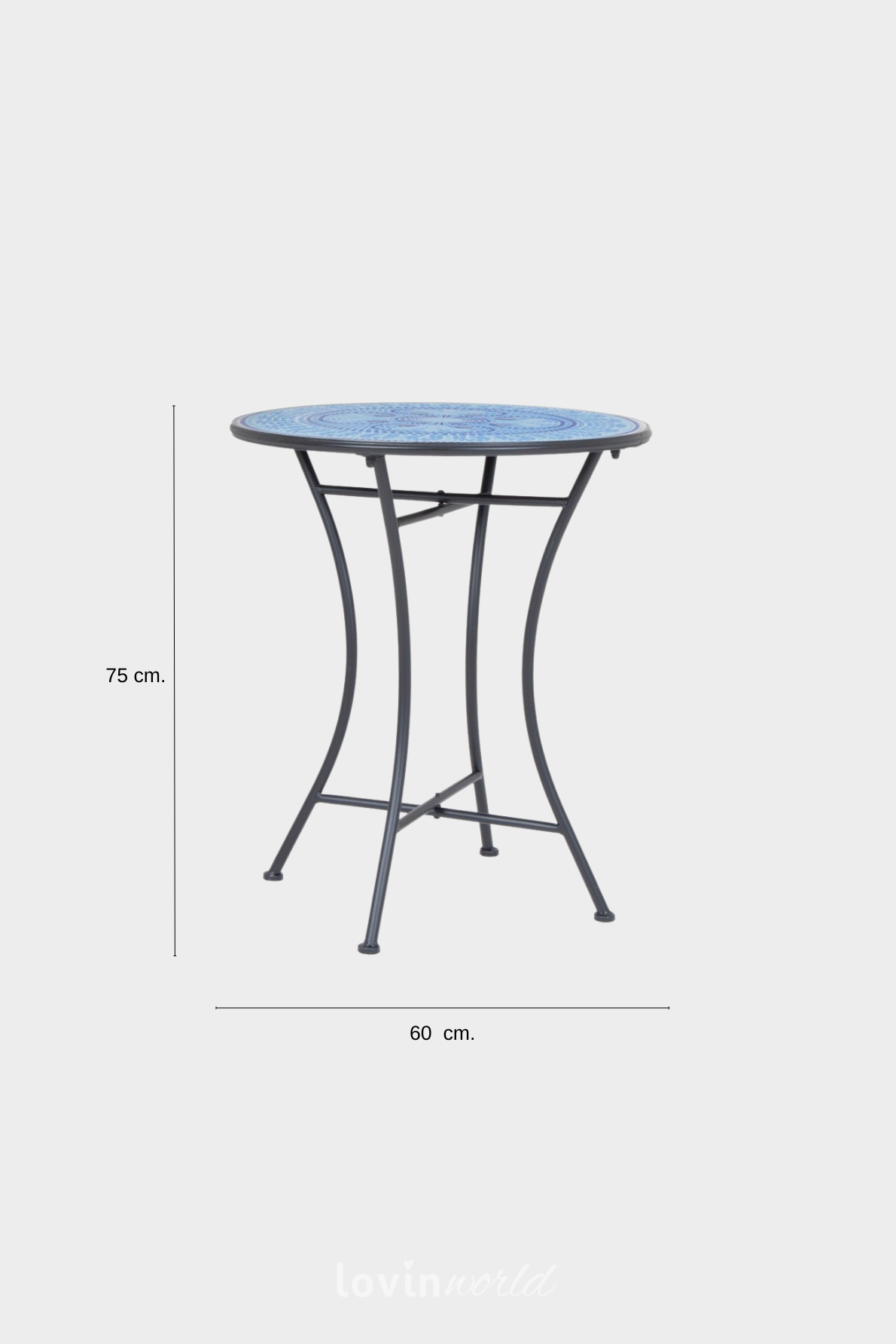 Tavolino da esterno rotondo Bisanzio Ø70 cm. in acciaio, multicolore-5