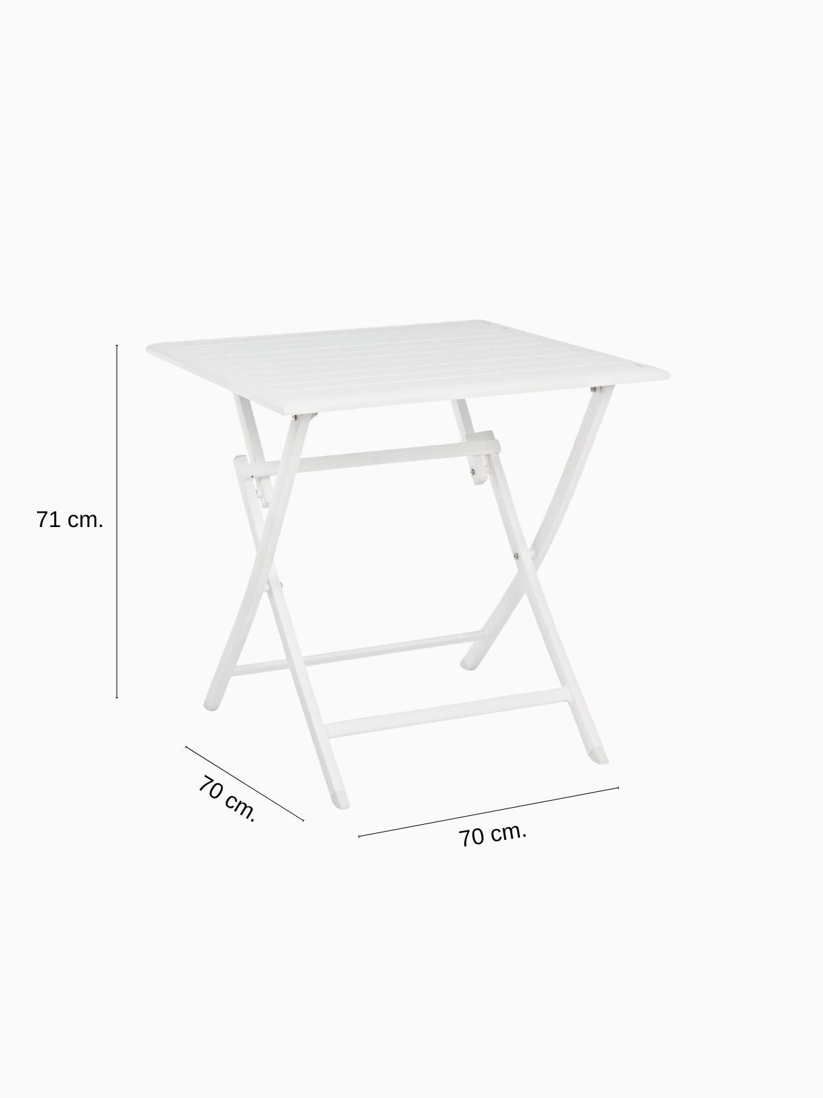 Tavolino pieghevole da esterno Elin 70x70 cm. in alluminio, colore bianco-4
