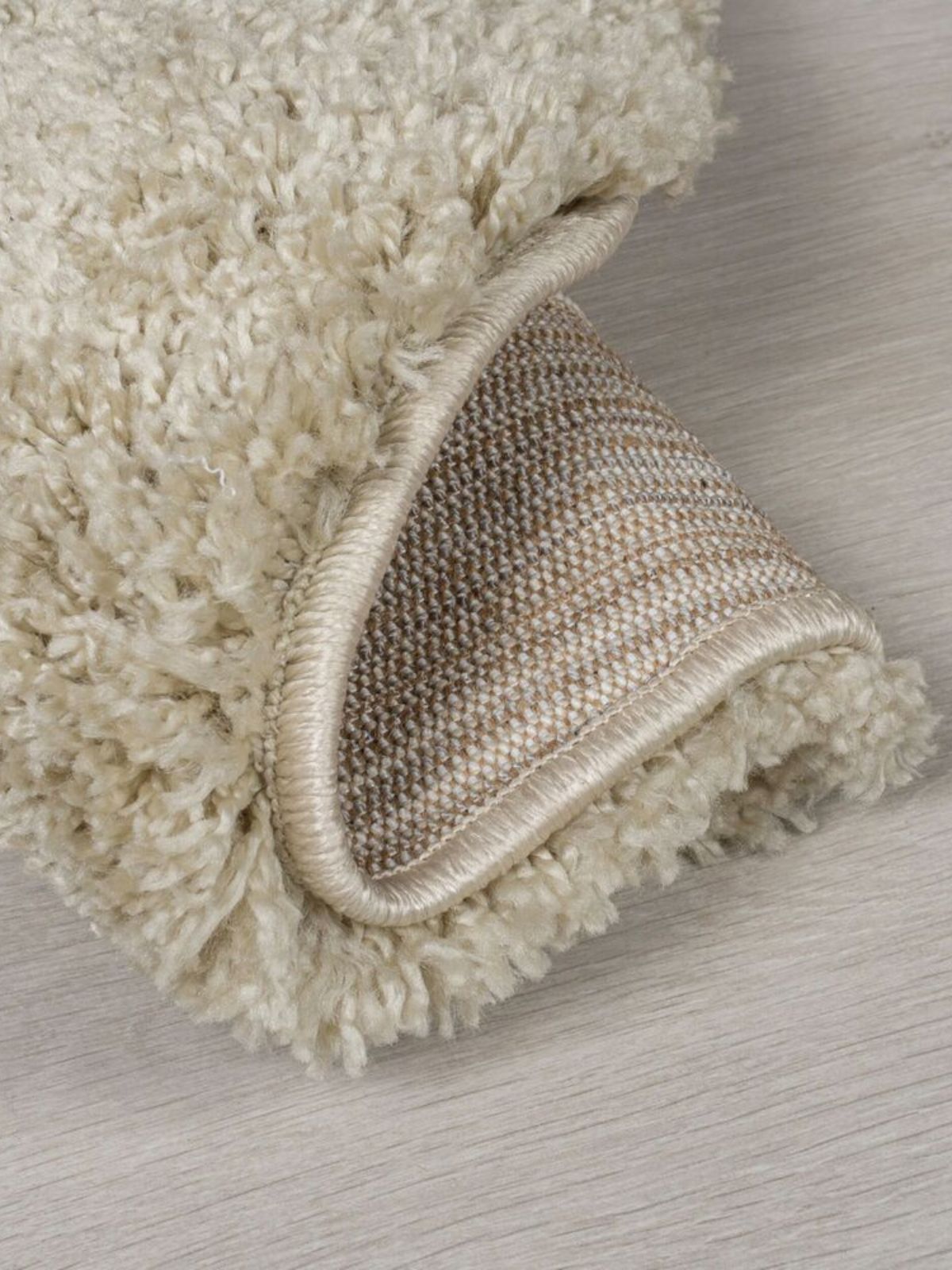 Tappeto rotondo shaggy Feather Soft in polipropilene, colore naturale 133x133 cm.-5