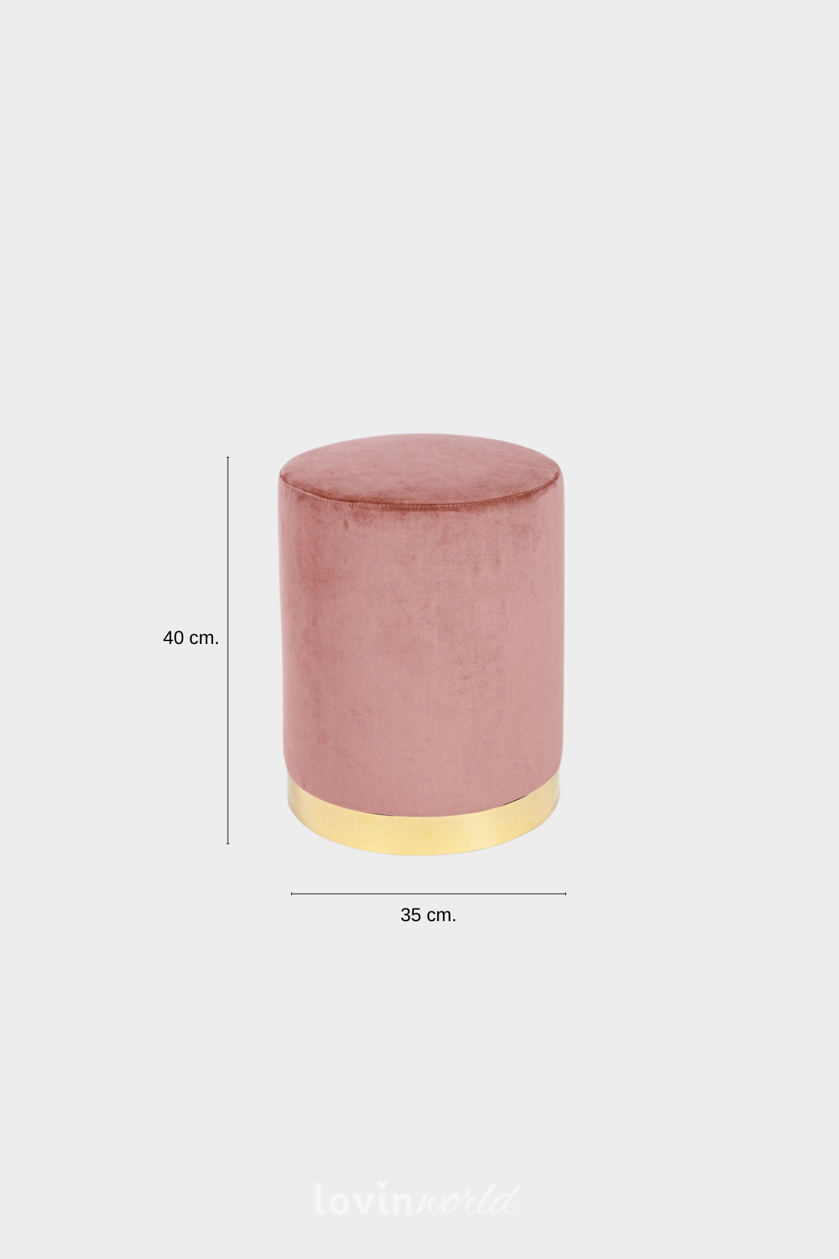 Pouf Lucilla con effetto velluto, in colore rosa-5