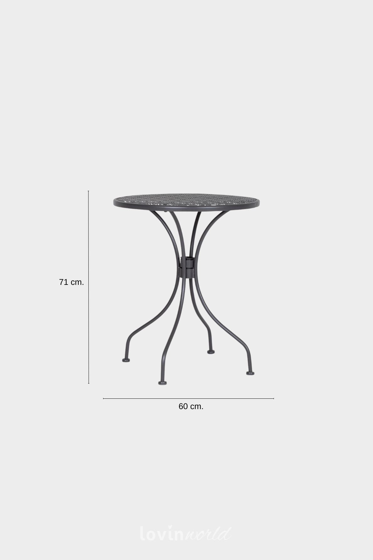 Tavolino da esterno Lizette Ø60 cm. in acciaio, colore nero-6