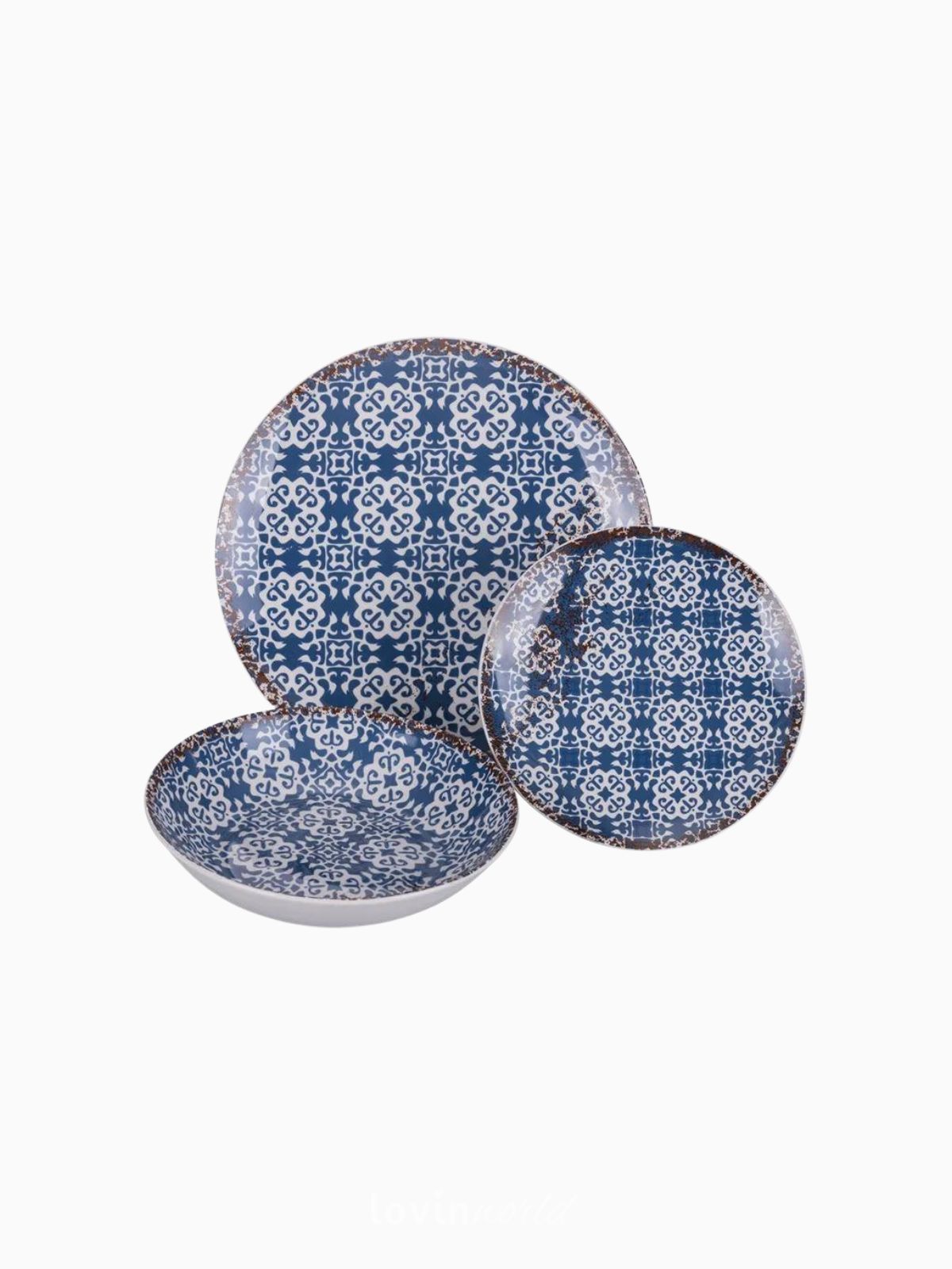 Servizio piatti 18 pz. Kasbah in porcellana, colore blu-5