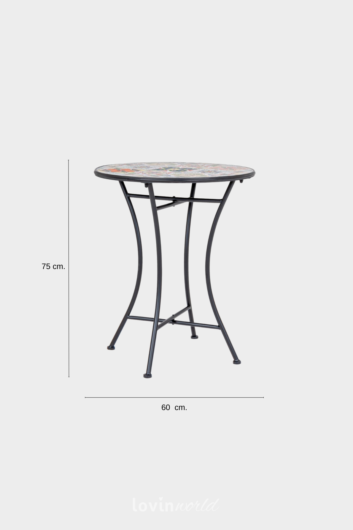 Tavolino da esterno rotondo Paloma Ø60 cm. in acciaio, multicolore-6