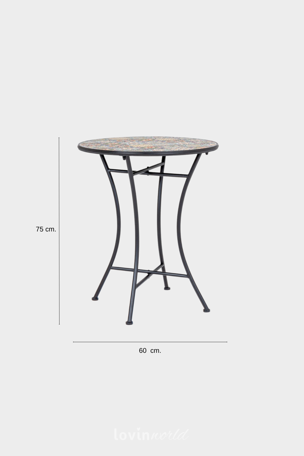Tavolino da esterno rotondo Naxos Ø60 cm. in acciaio, multicolore-6