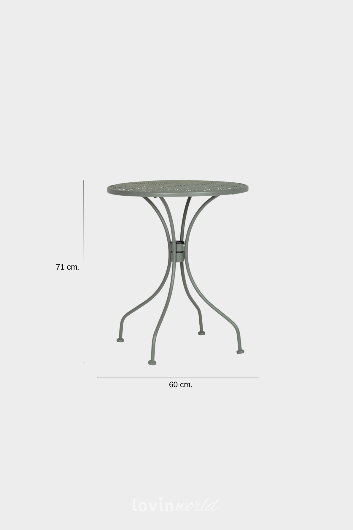 Tavolino da esterno Lizette Ø60 cm. in acciaio, colore verde scuro-6
