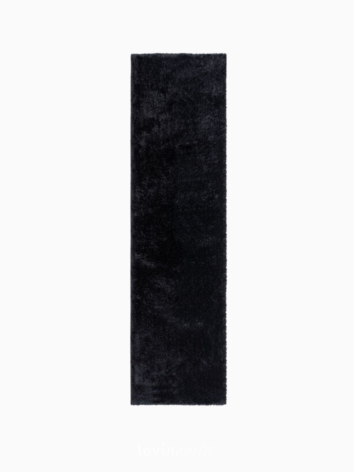 Runner shaggy Velvet in poliestere, colore nero 60x230 cm.-1