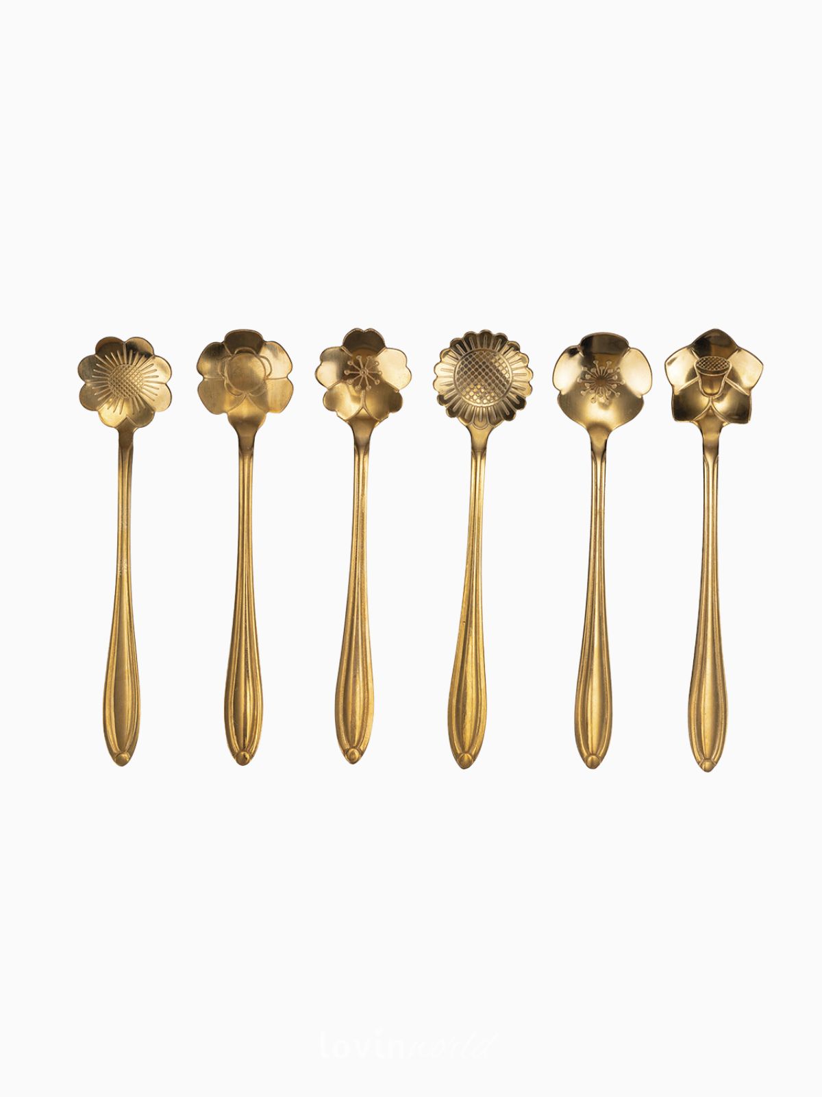 Set 6 cucchiaini fiore Luxury in colore oro-1