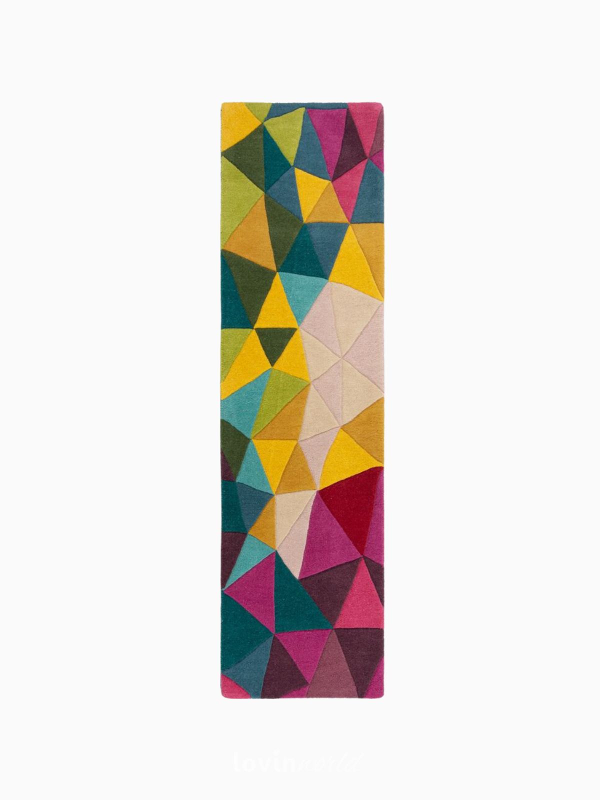 Runner di design Falmouth in lana, multicolore 60x230 cm.-1