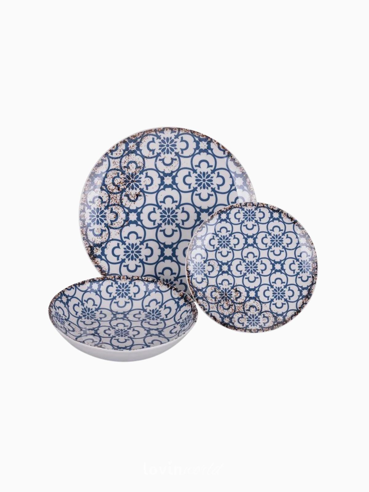 Servizio piatti 18 pz. Kasbah in porcellana, colore blu-2